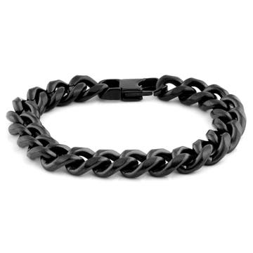 10mm Black Stainless Steel Curb Chain Bracelet