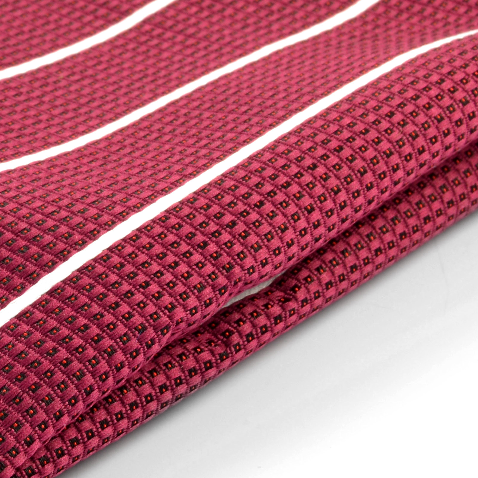 Bordeaux White Striped Pocket Square - 2