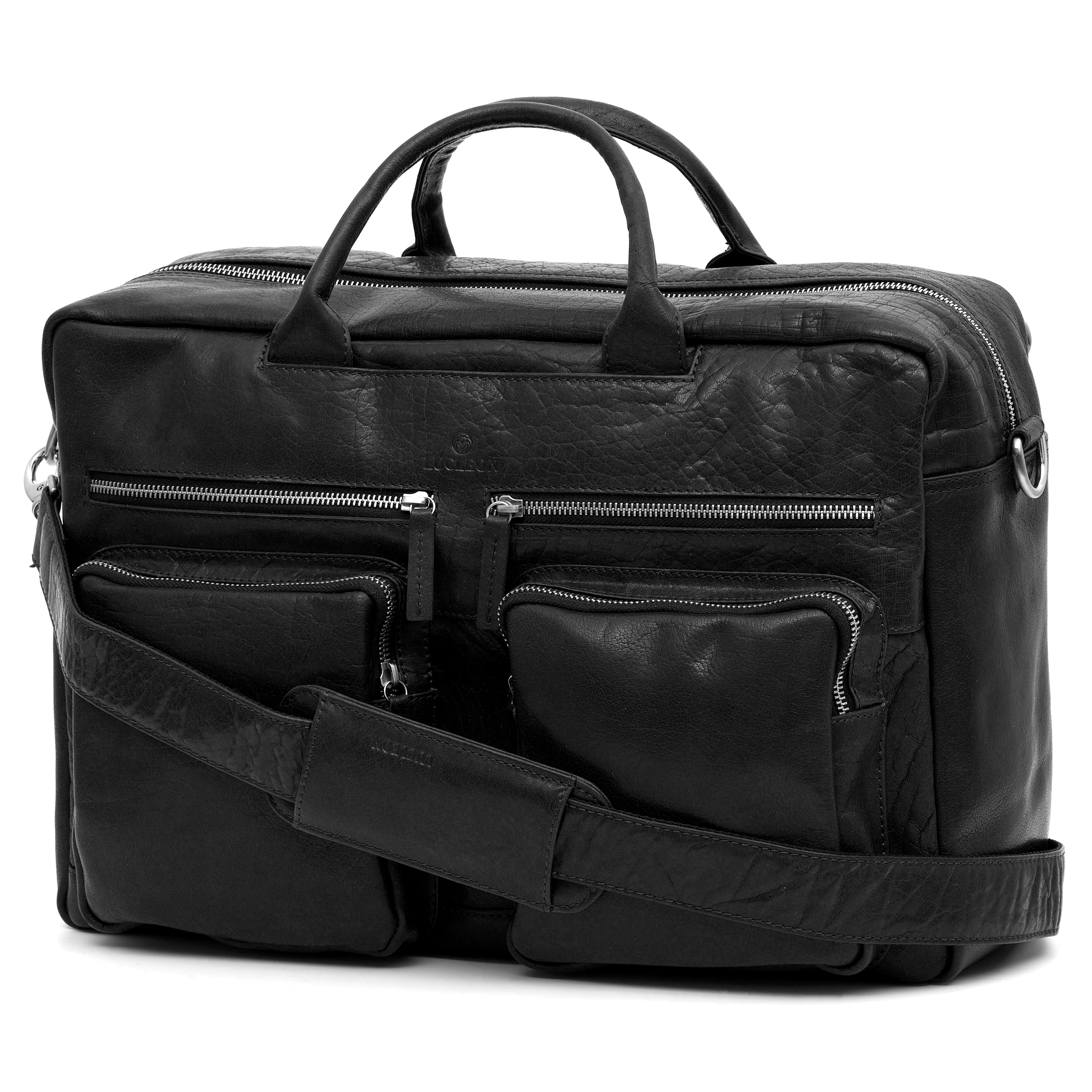 Montreal Combi Black Leather Travel Bag - 5