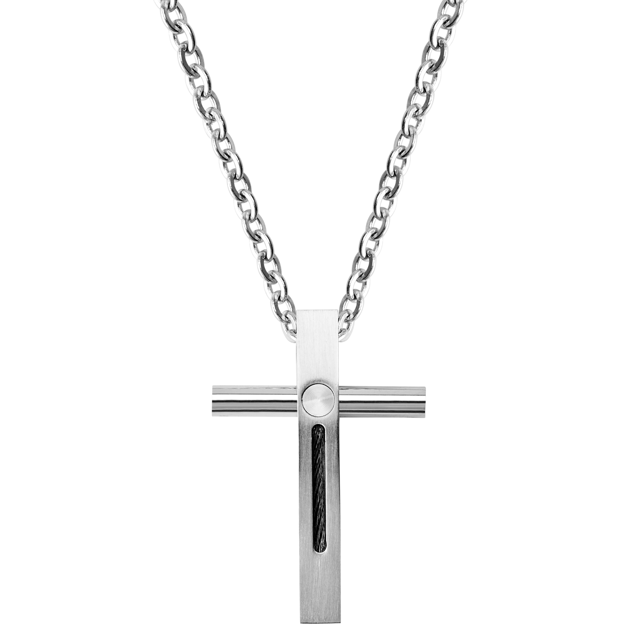 Μπλε & Ασημί Κολιέ με Σταυρό - 1