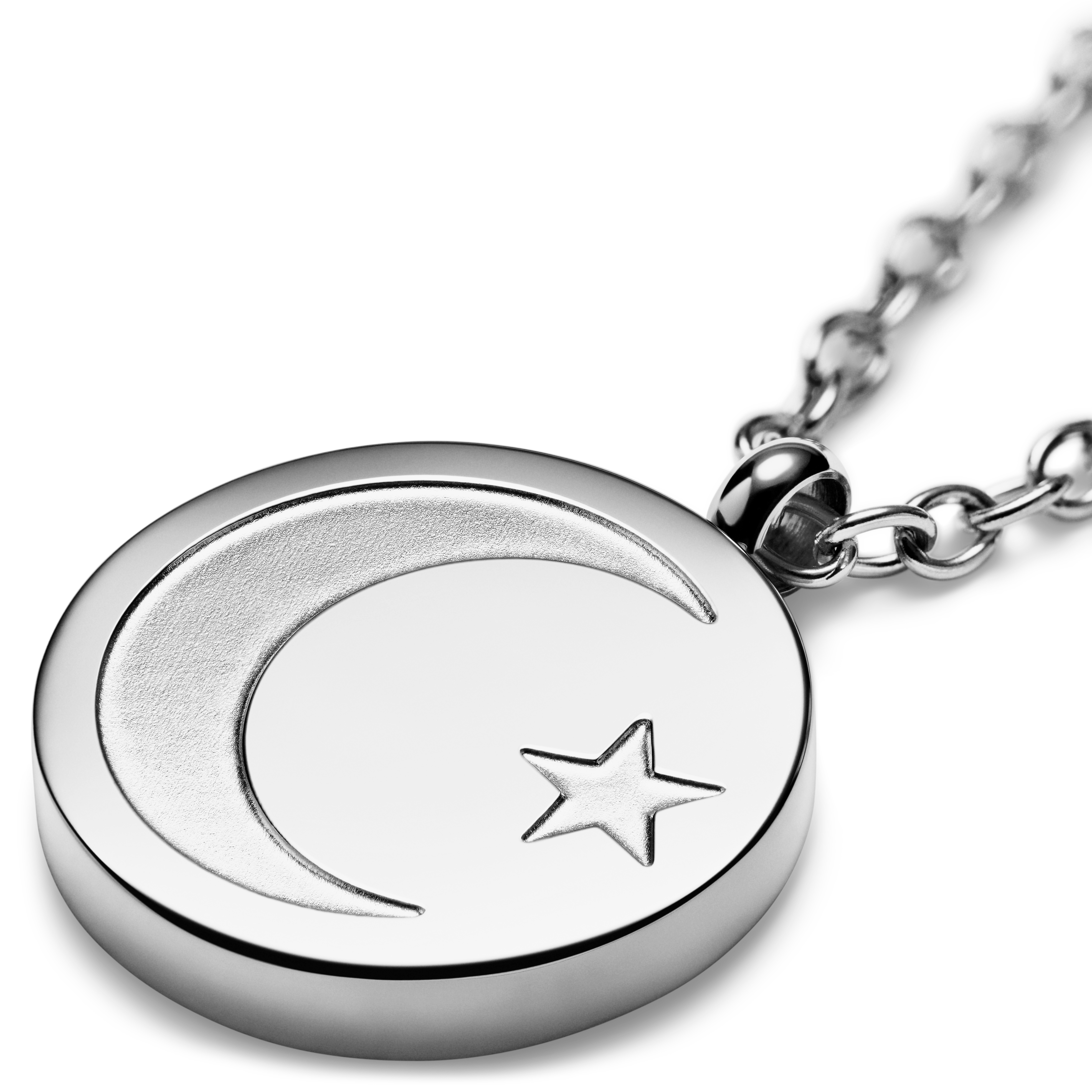 Unity | Collar con luna creciente y estrella plateado - 5