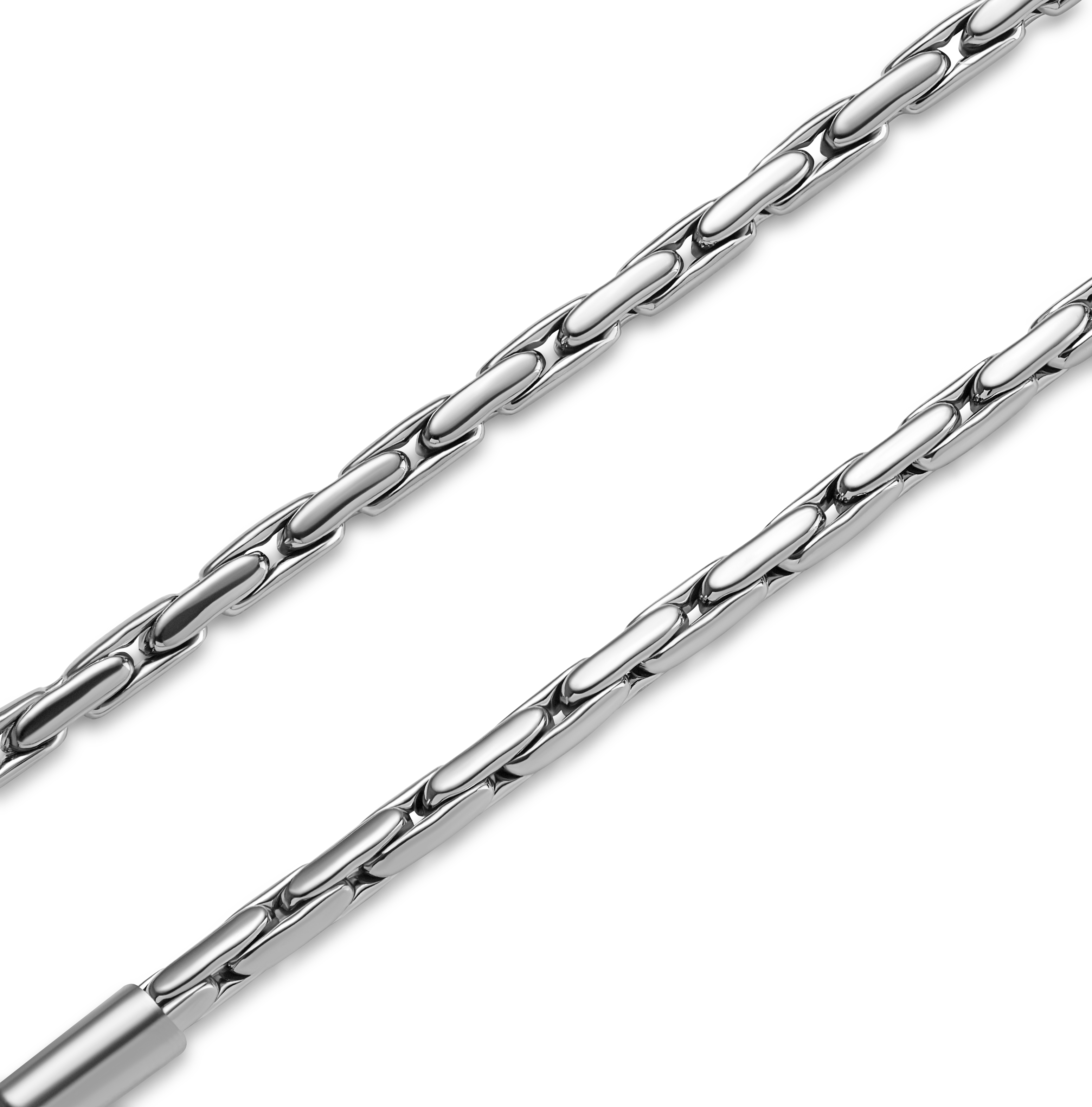 Essentials | Сребриста гривна от верижка с правоъгълни звена тип кутийка 3 мм - 4