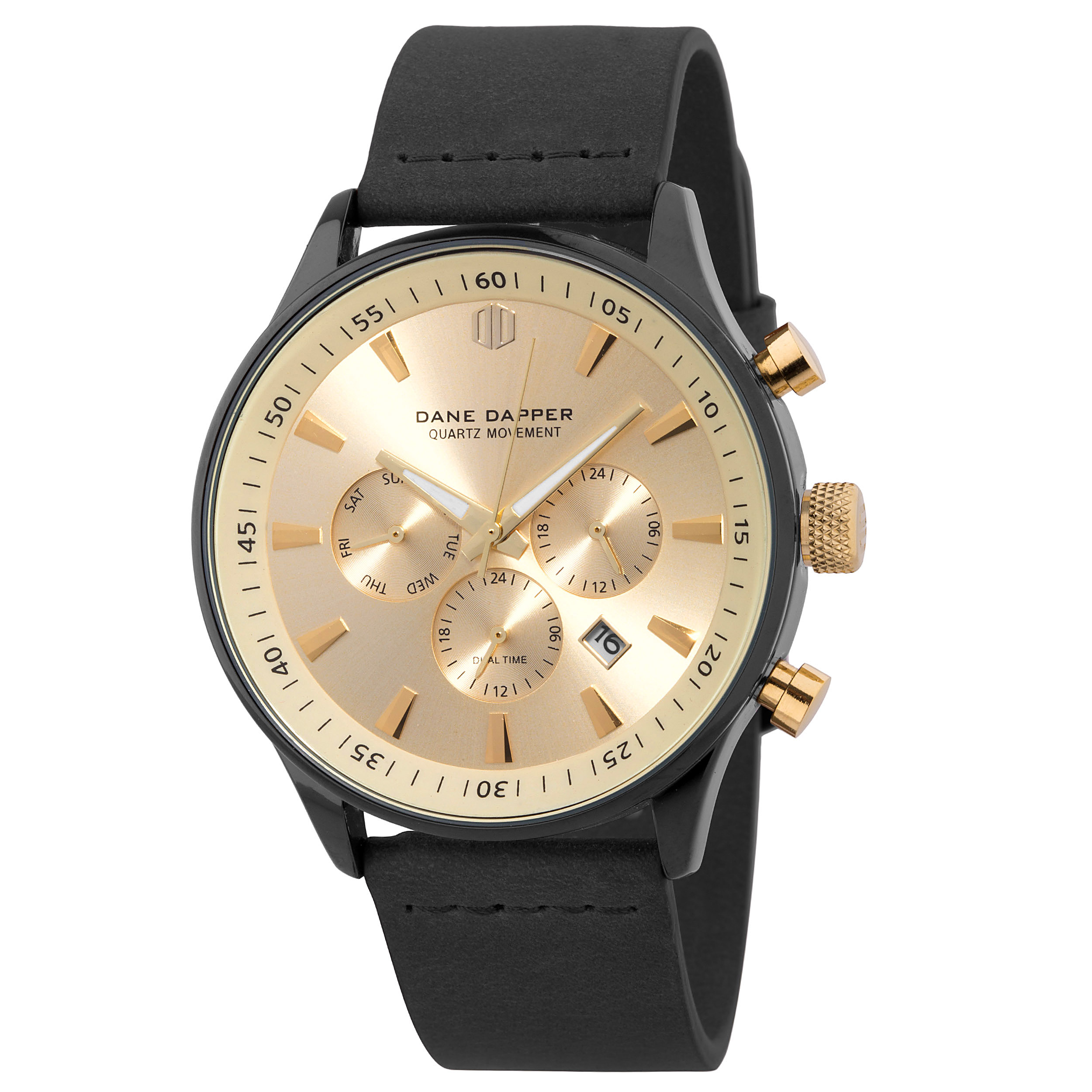 Gold-Tone & Black Bezel Troika Watch - 1