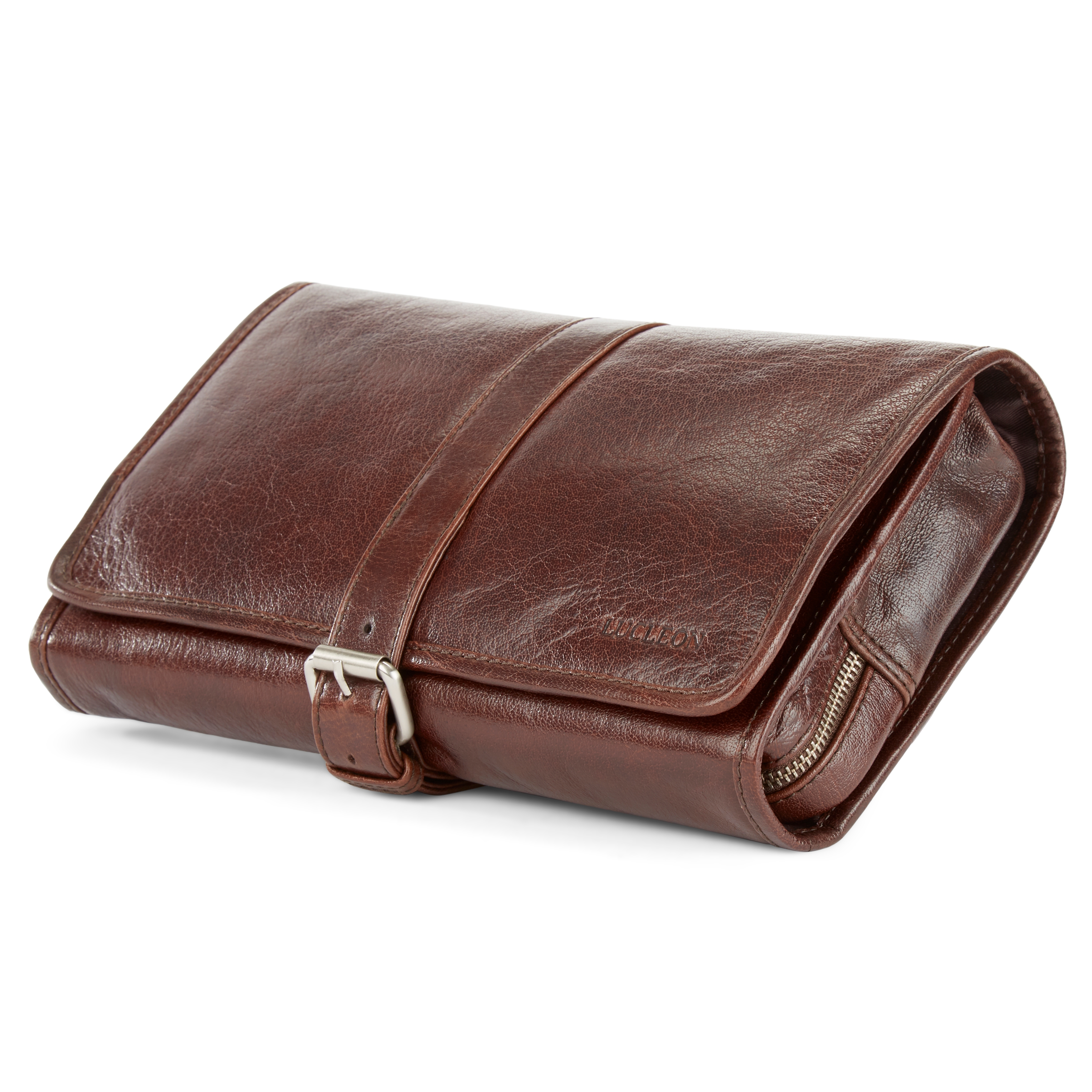 California Hanging Brown Leather Wash Bag - 5