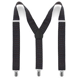 Black & White Binary Stitched Pattern Suspenders