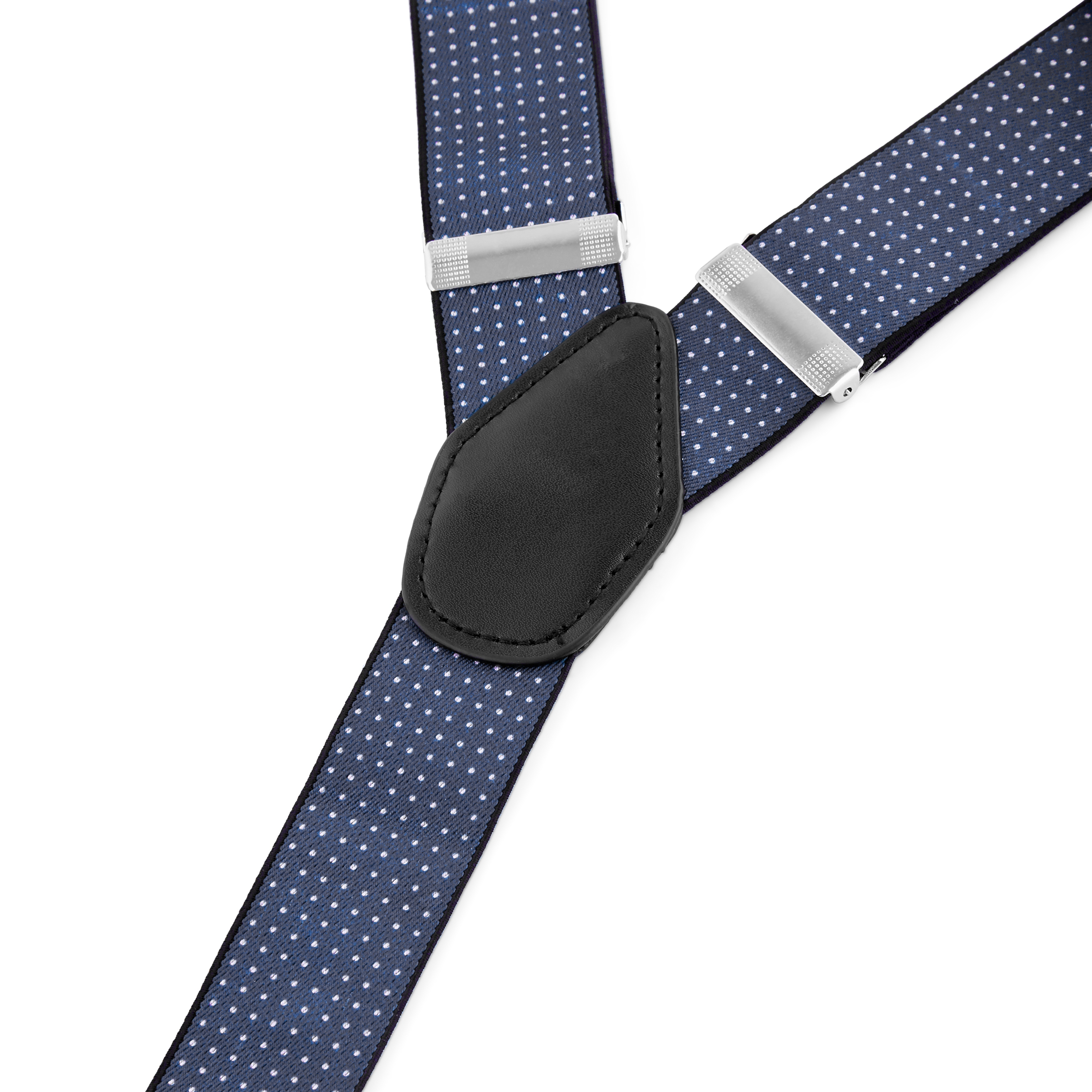 Bretelles larges à pinces - couleur bleu marine à pois - 3