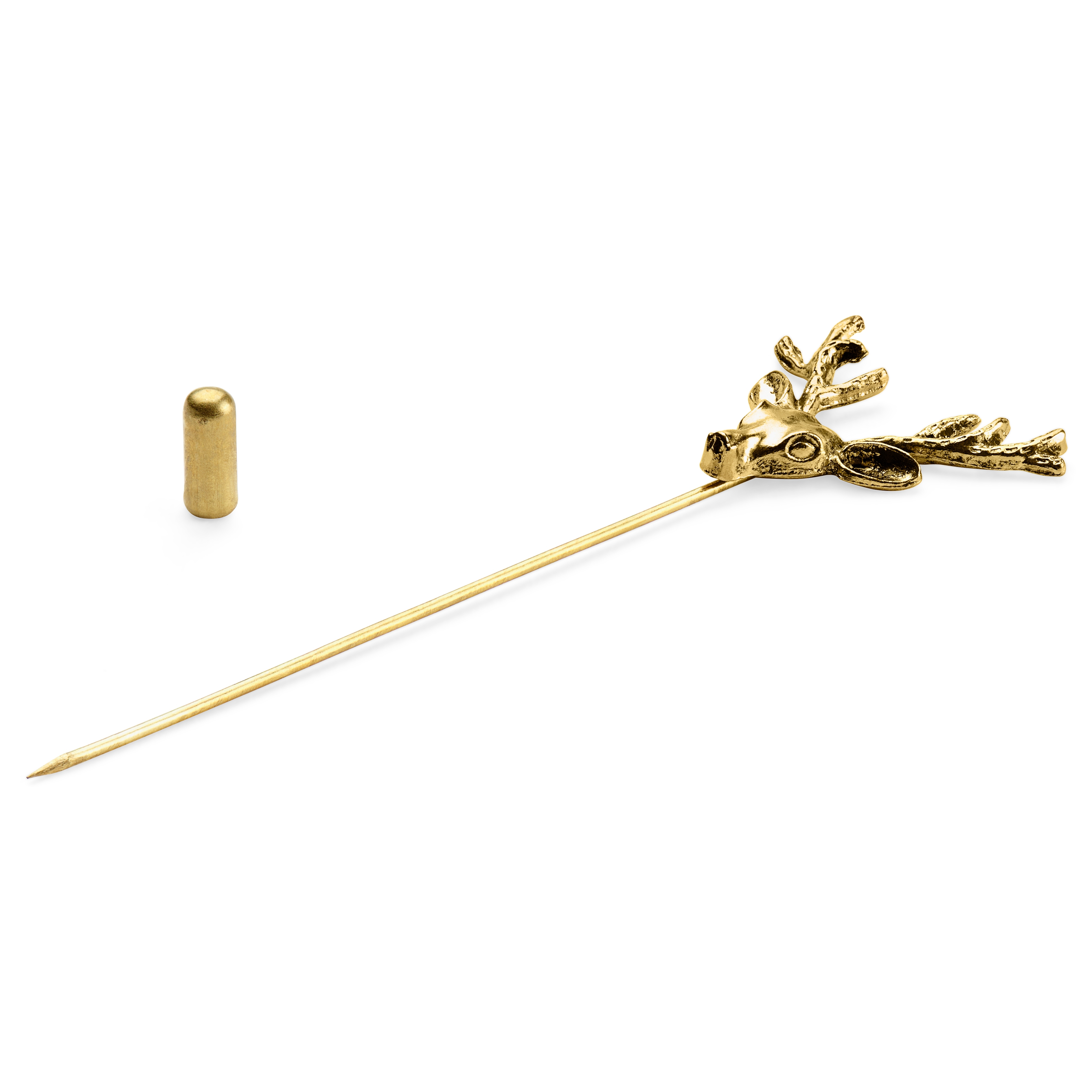 Gold-Tone Stag Lapel Pin - 2
