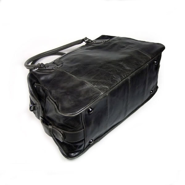 Mattschwarze Ledertasche - 5