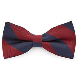Navy Blue & Burgundy Striped Pre-Tied Bow Tie