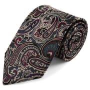 Gravata em Seda Paisley Azul-escuro e Verde-escuro | 8 cm Gravata em Seda Paisley Azul-escuro e Verde-escuro | 8 cm