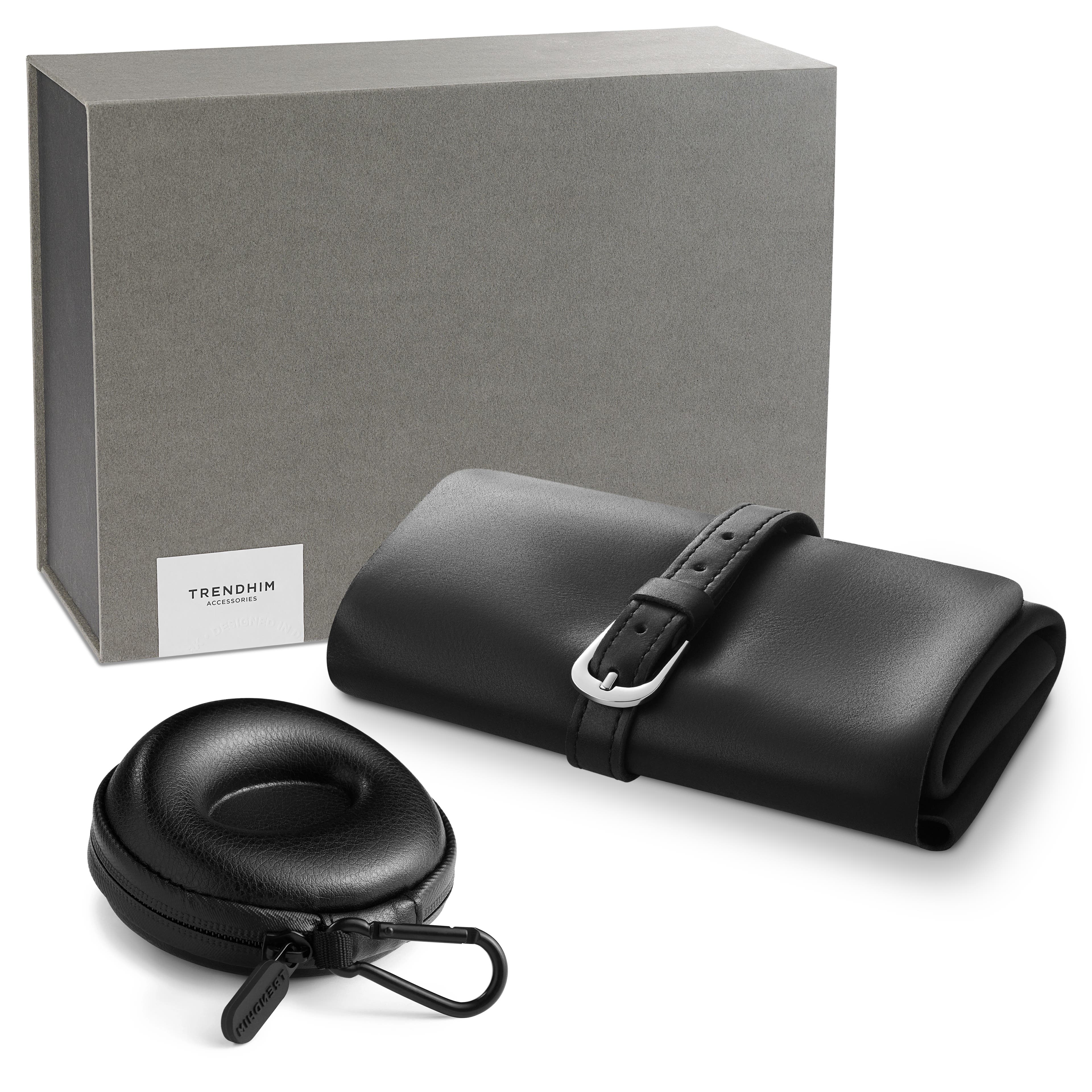 Travel Organiser Gift Box | Black Leather