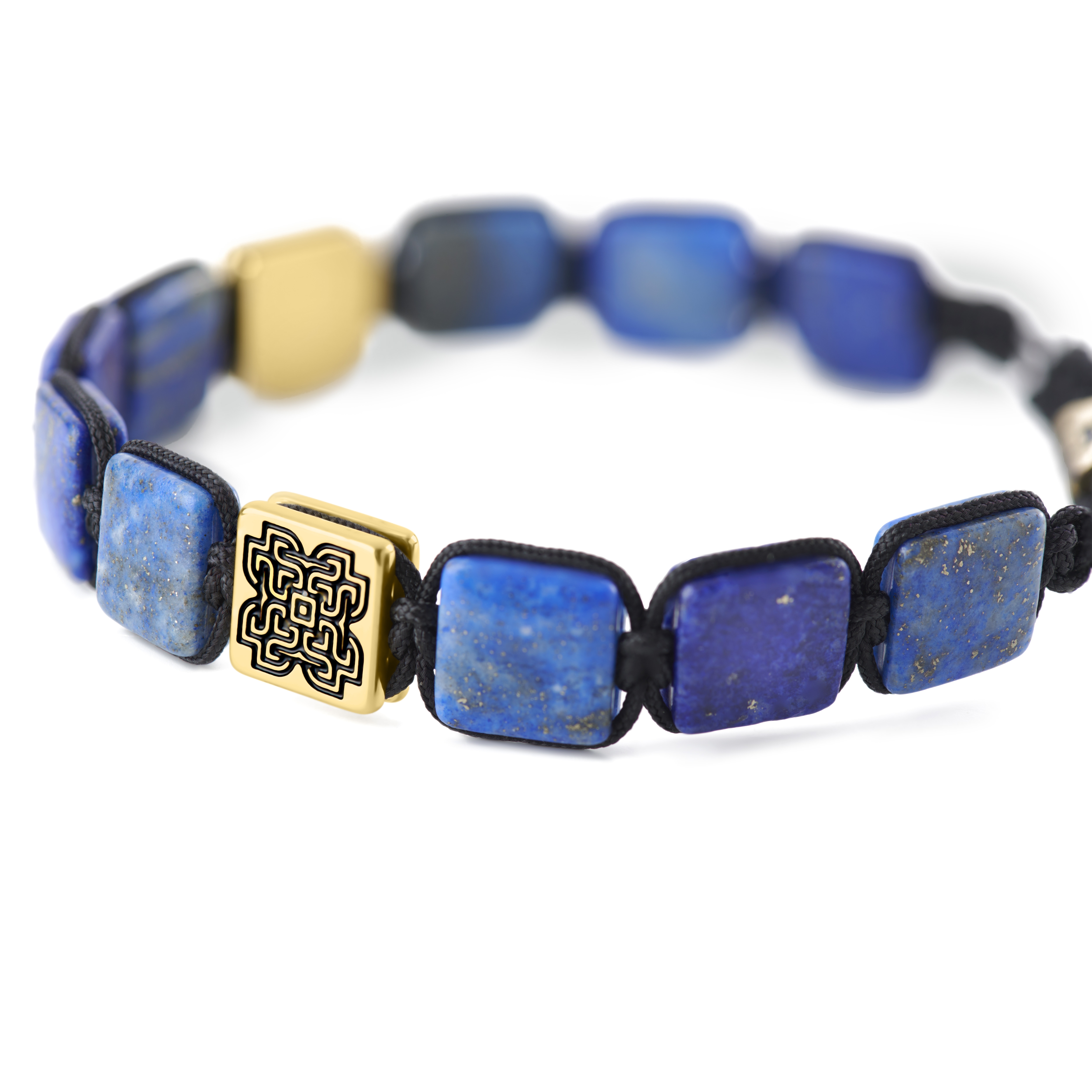 Elysian | Guldfarvet Lapis Lazuli Flad Perle Armbånd - 3