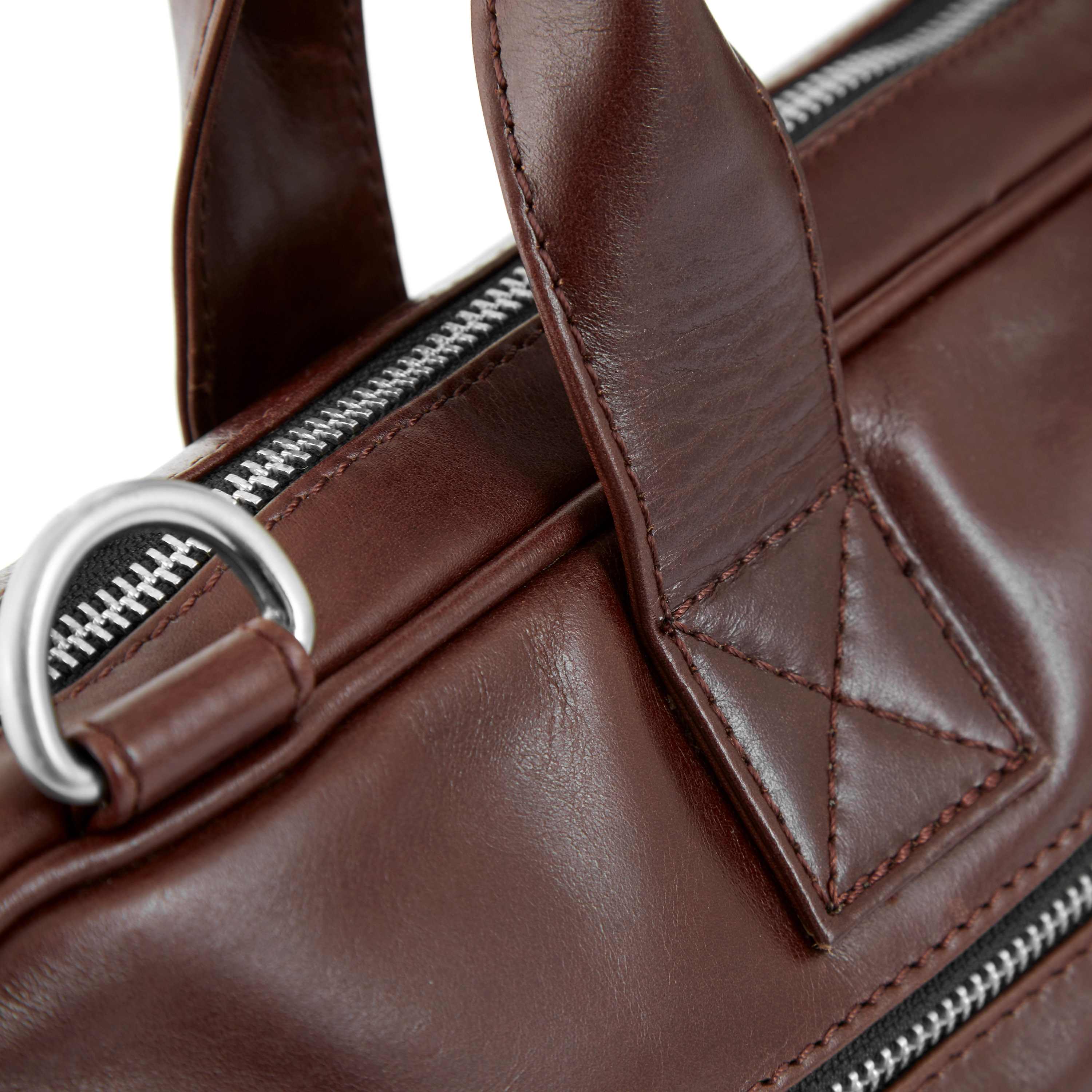 Sac pour ordinateur slim zippé en cuir marron Jasper  - 9