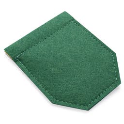 Zelený plstený držiak na vreckovky do saka