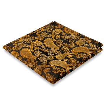 GOLD & BROWN PAISLEY Pattern Silk Pocket Square GOLD & BROWN PAISLEY Pattern Silk Pocket Square