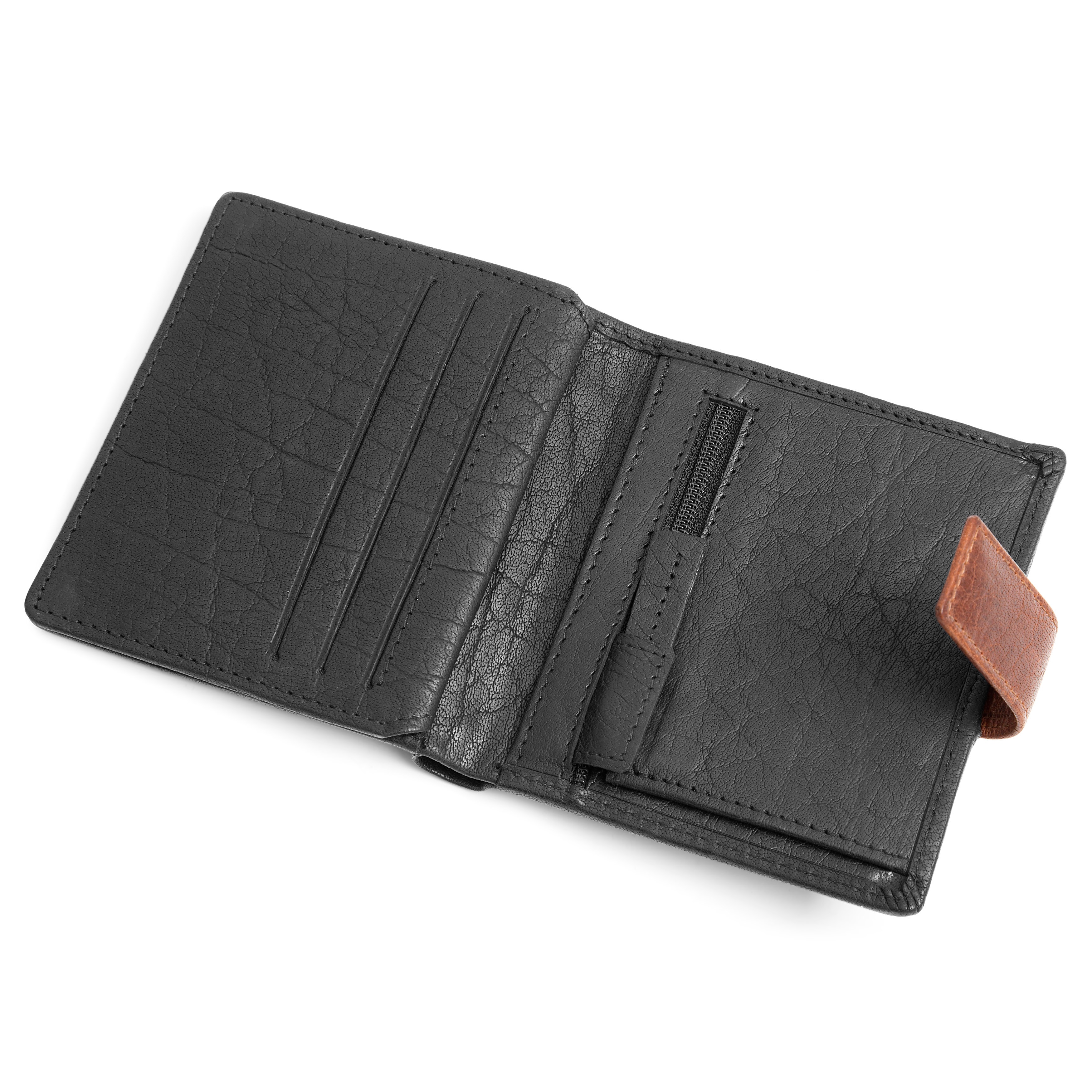 Portefeuille Montreal vertical en cuir noir et marron RFID - 6