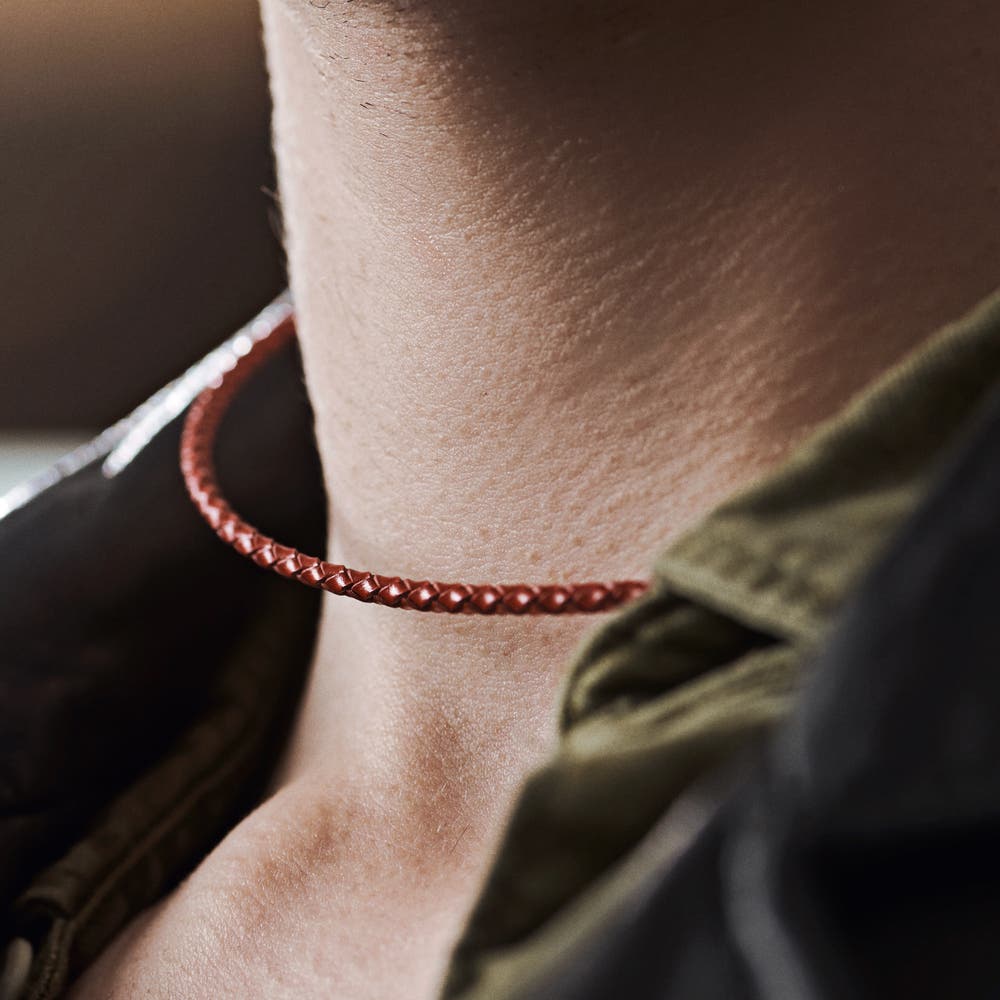 hover: Tenvis | 3 mm Red Leather Necklace hover: Tenvis | 3 mm Red Leather Necklace