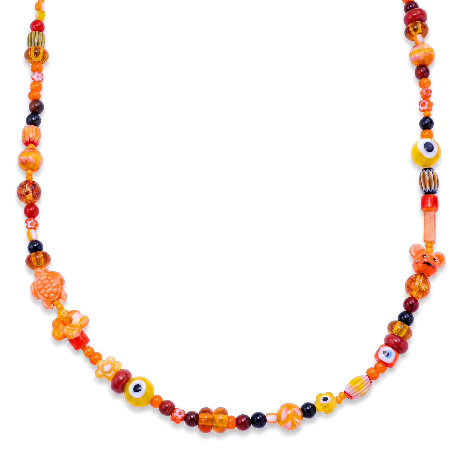 Pearlmania | Sunset Riot Orange Glass Bead Necklace Pearlmania | Sunset Riot Orange Glass Bead Necklace