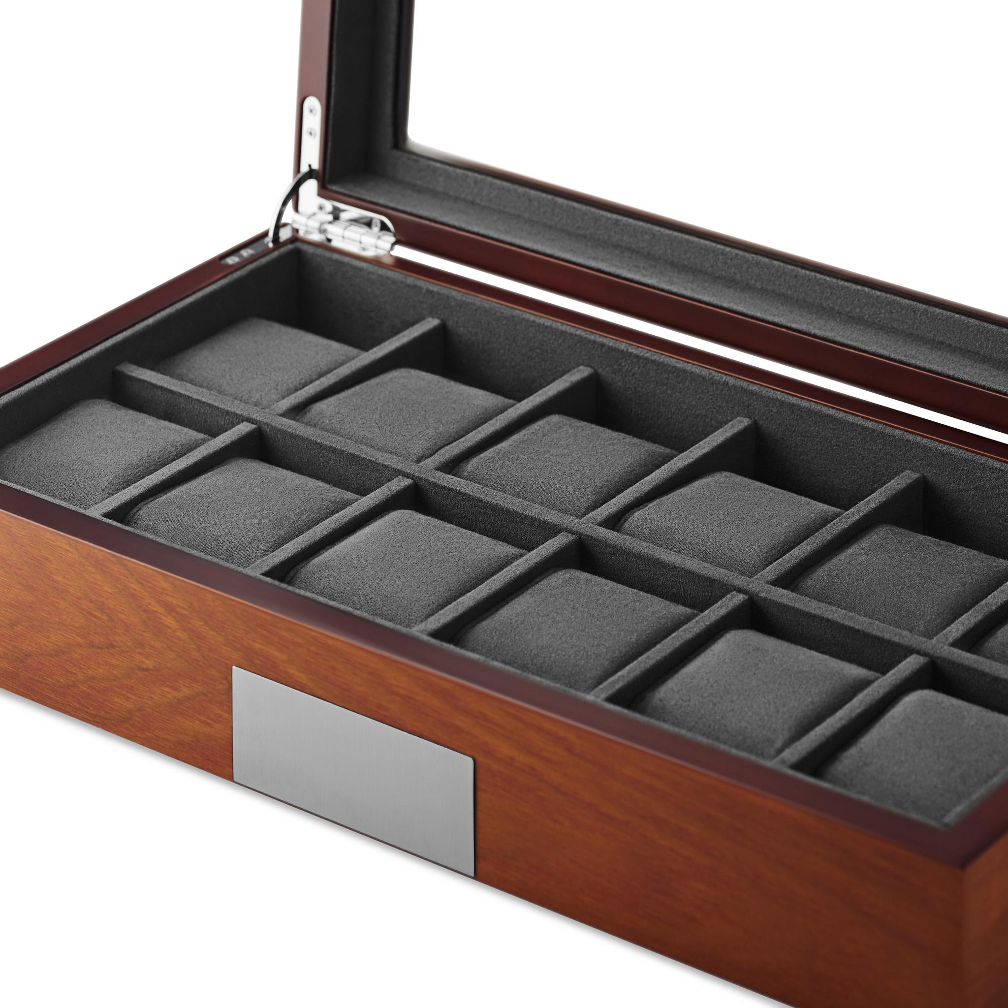 12 Slot Mahogany Veneer Watch Display Box | In stock! | Trendhim