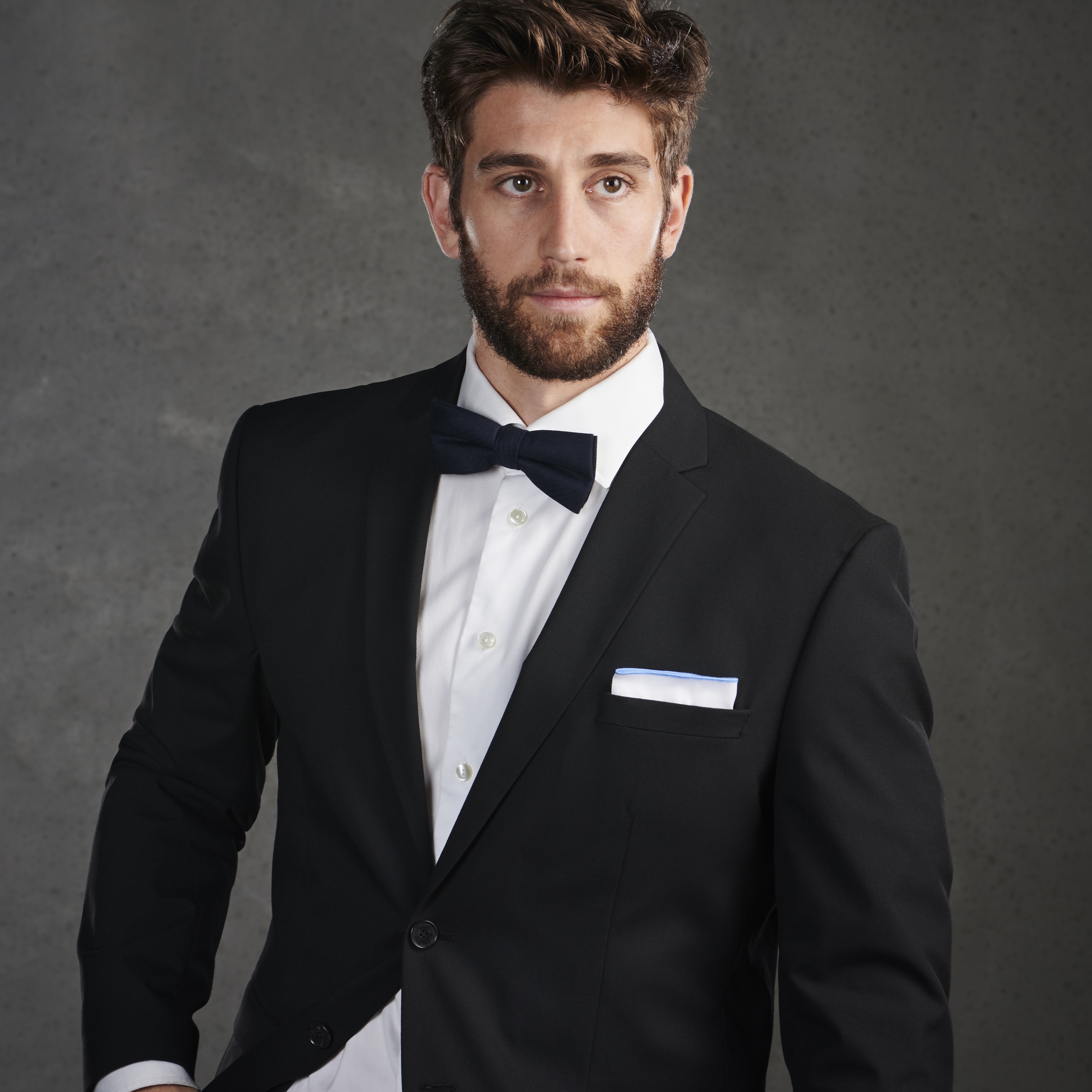 White Pocket Square with Powder Blue Edges - 4