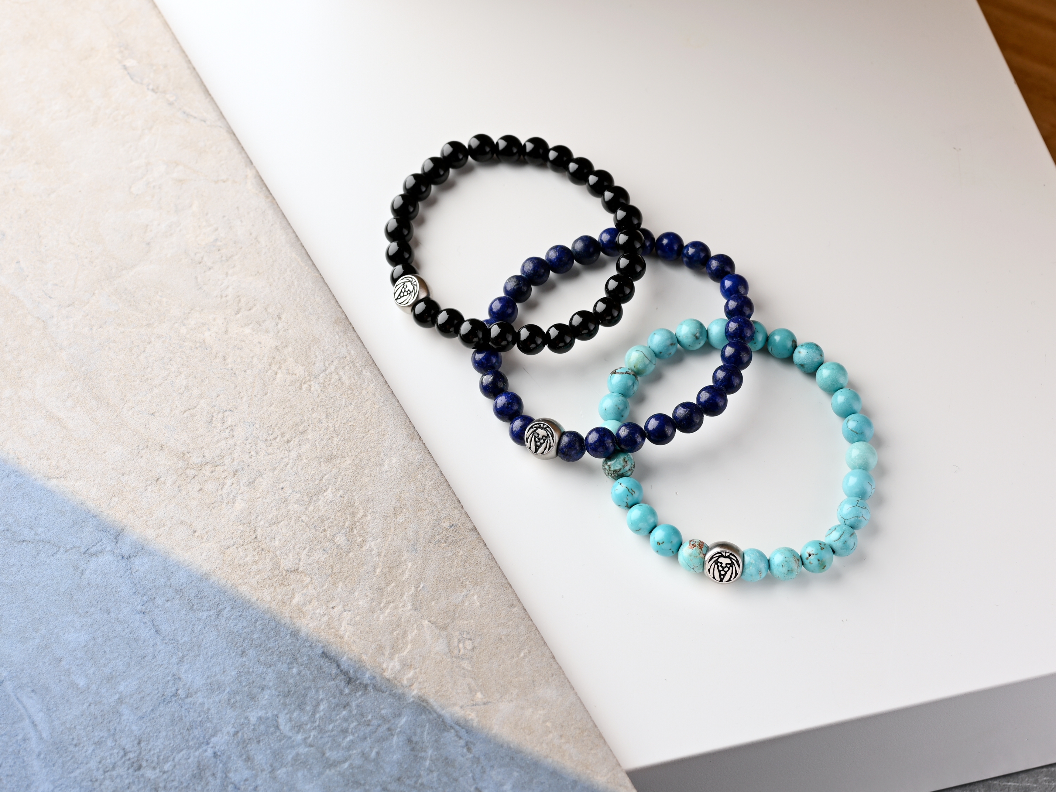 2 Pack of the Blue Swarovski Crystal Bar Bracelet with Black Macrame Cord -  The Patriotic Jewelry Store