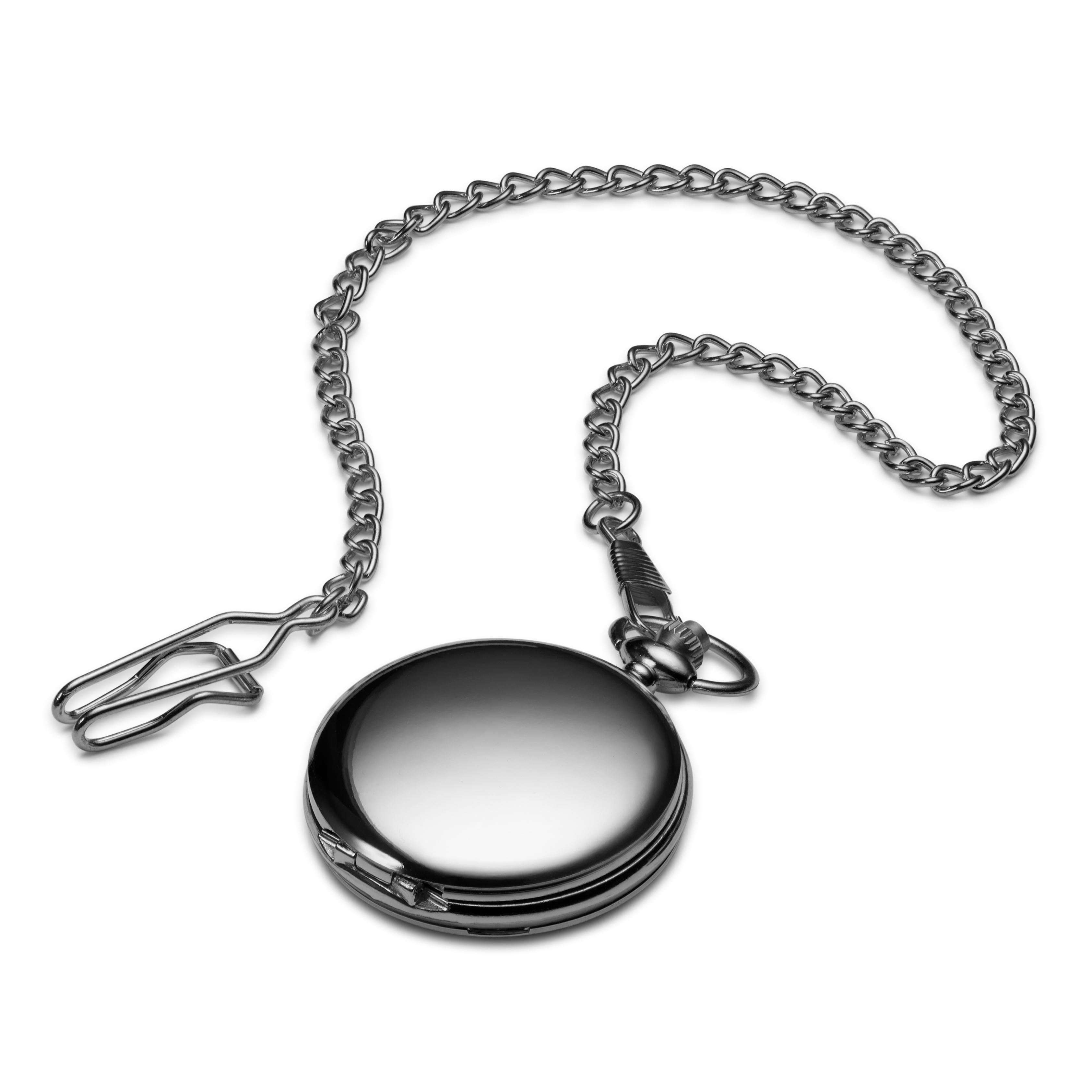 Silver-Tone Pocket Watch With White Dial - 1
