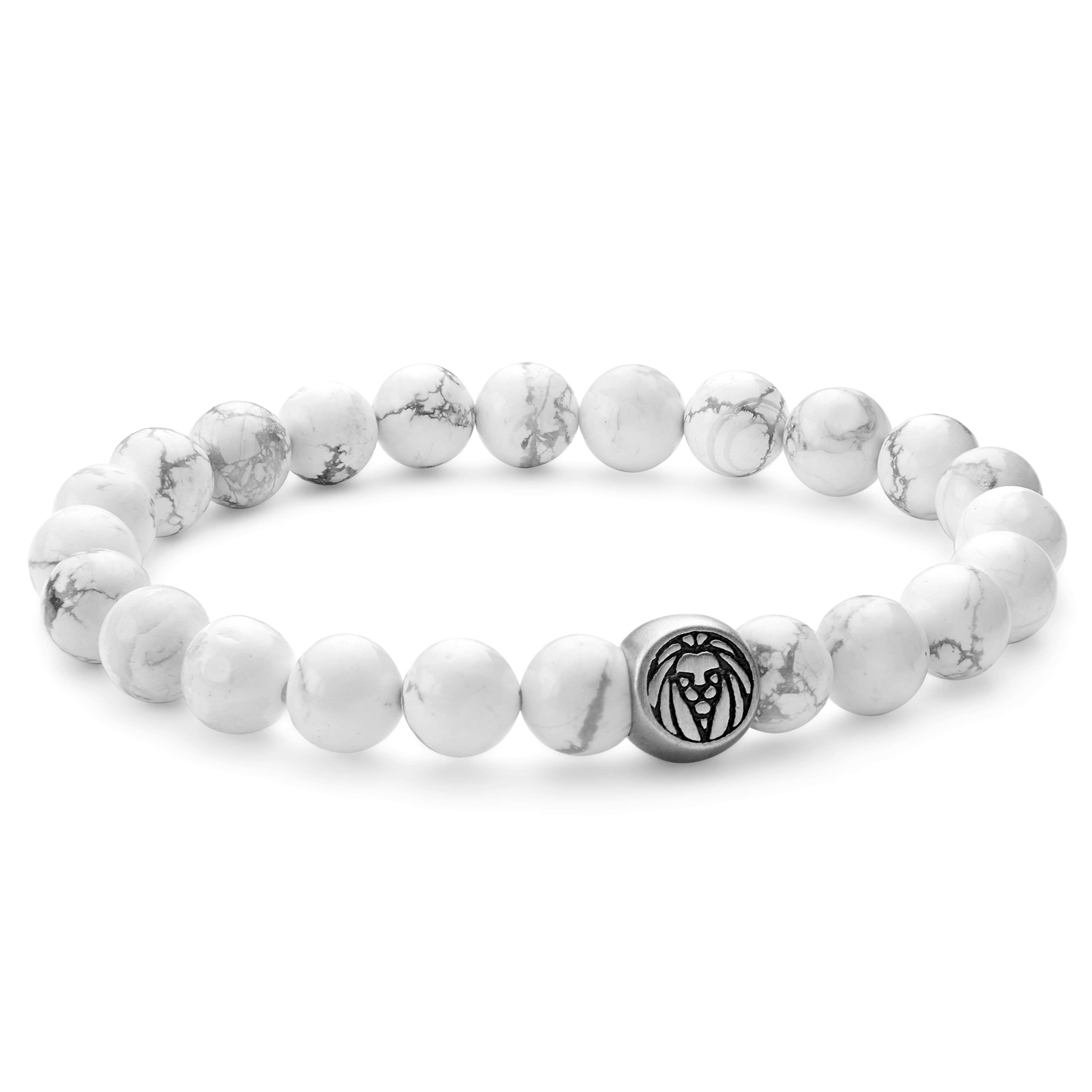Bracelet en perles de pierre blanche