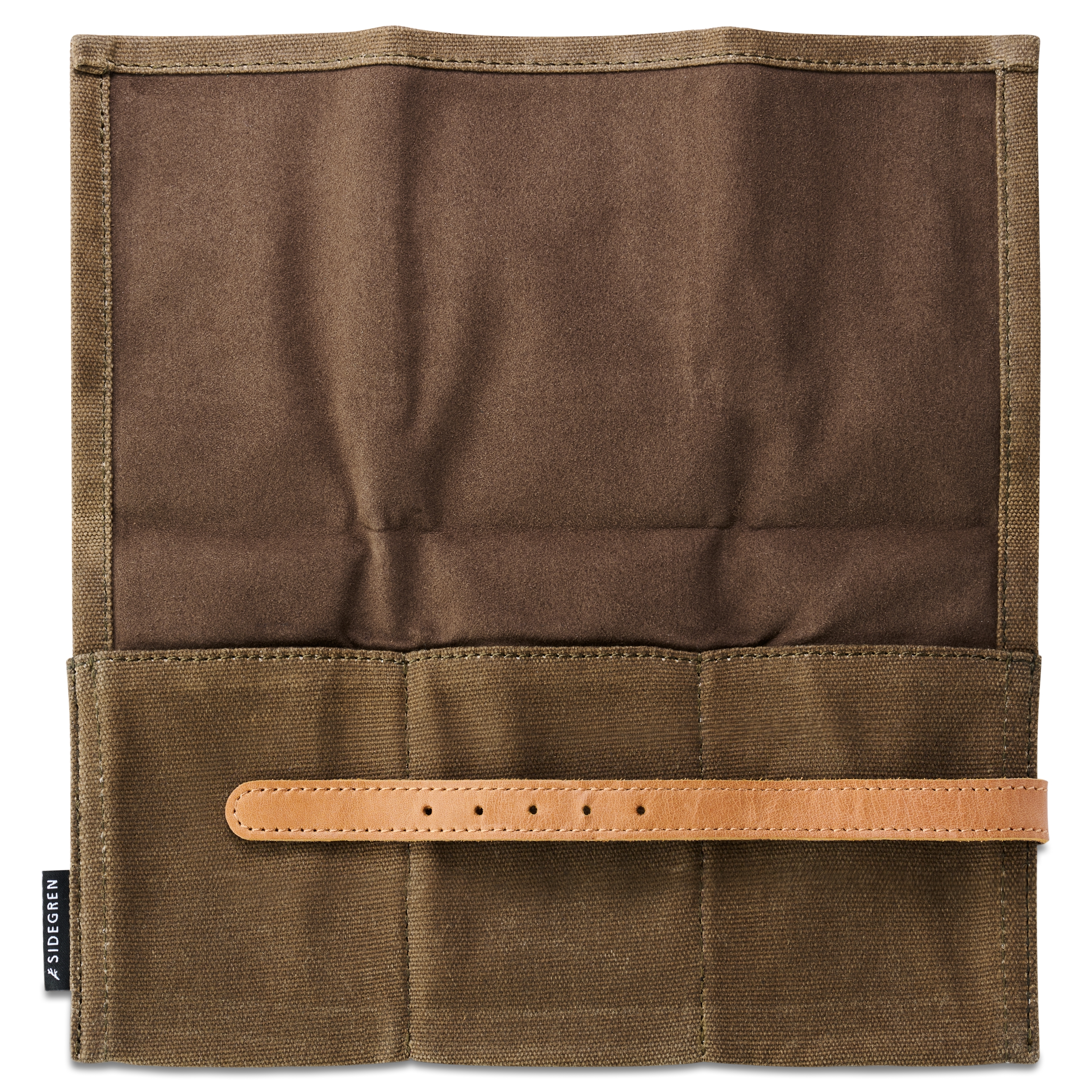 Custodia porta orologi a tre scomparti in tela cerata verde oliva - 2