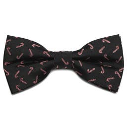 Black Christmas Candy Cane Pre-Tied Bow Tie