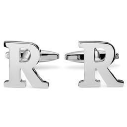 Silver-Tone Letter R Initial Cufflinks