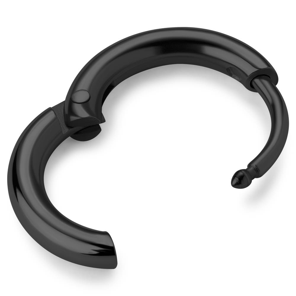 hover: Huggie | Black 6 mm Surgical Stainless Steel Hoop Earring hover: Huggie | Black 6 mm Surgical Stainless Steel Hoop Earring