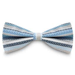 White, Royal & Light Blue Silk Pre-Tied Bow Tie