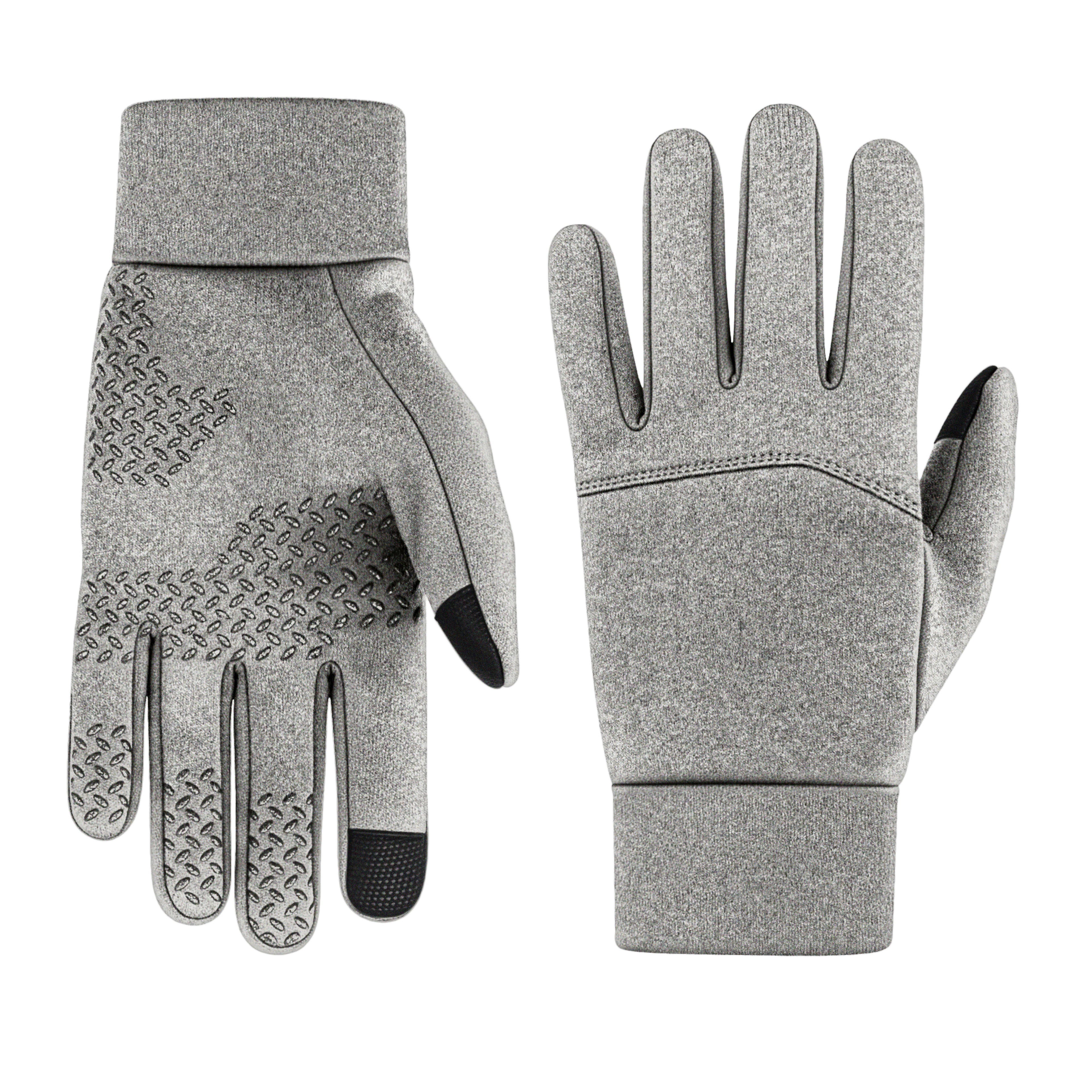 Světle šedé protiskluzové sportovní rukavice kompatibilní s dotykovou obrazovkou - 1