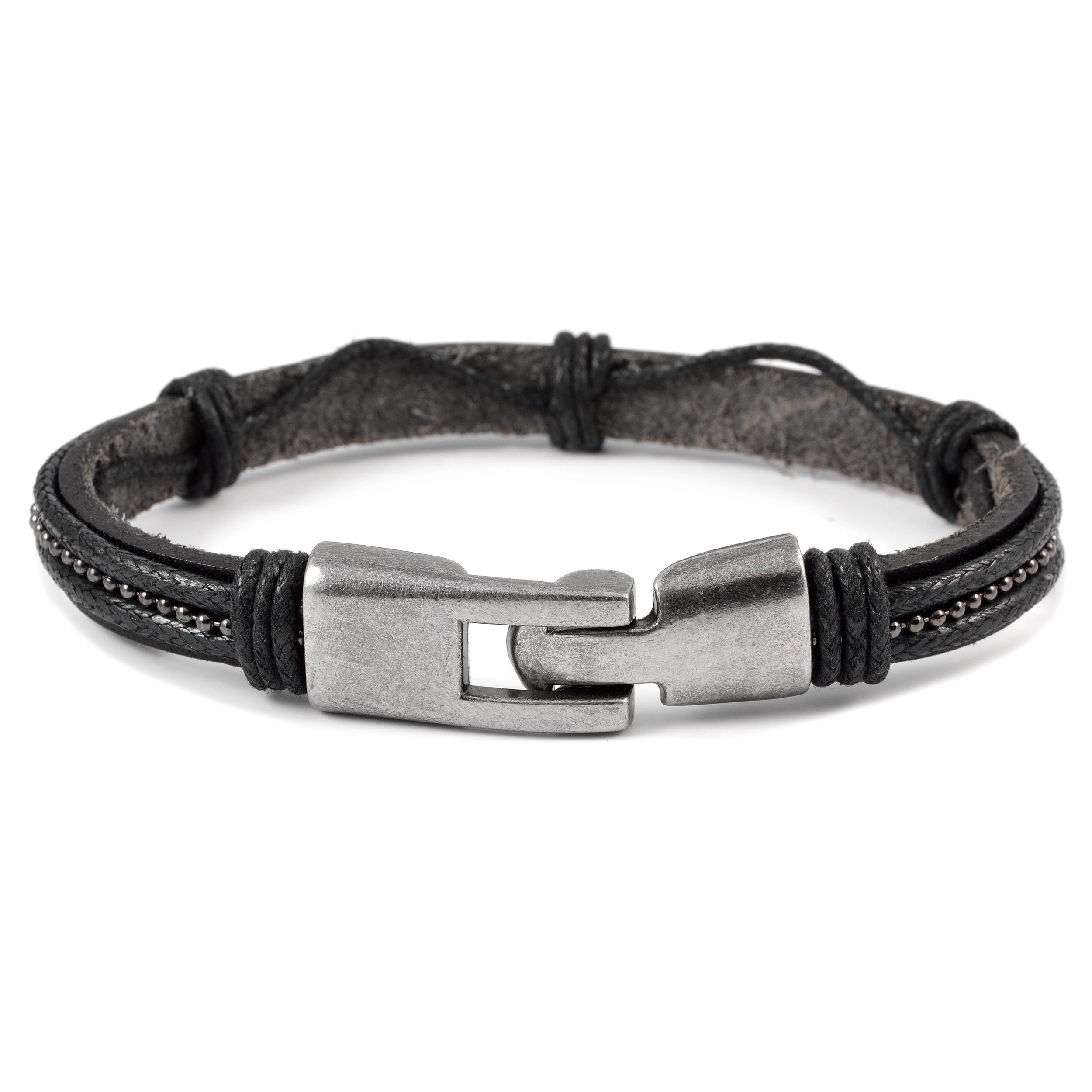 Szürke gyöngyös bőr karkötő - 2