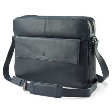 Lincoln | Navy Blue Leather Messenger Bag