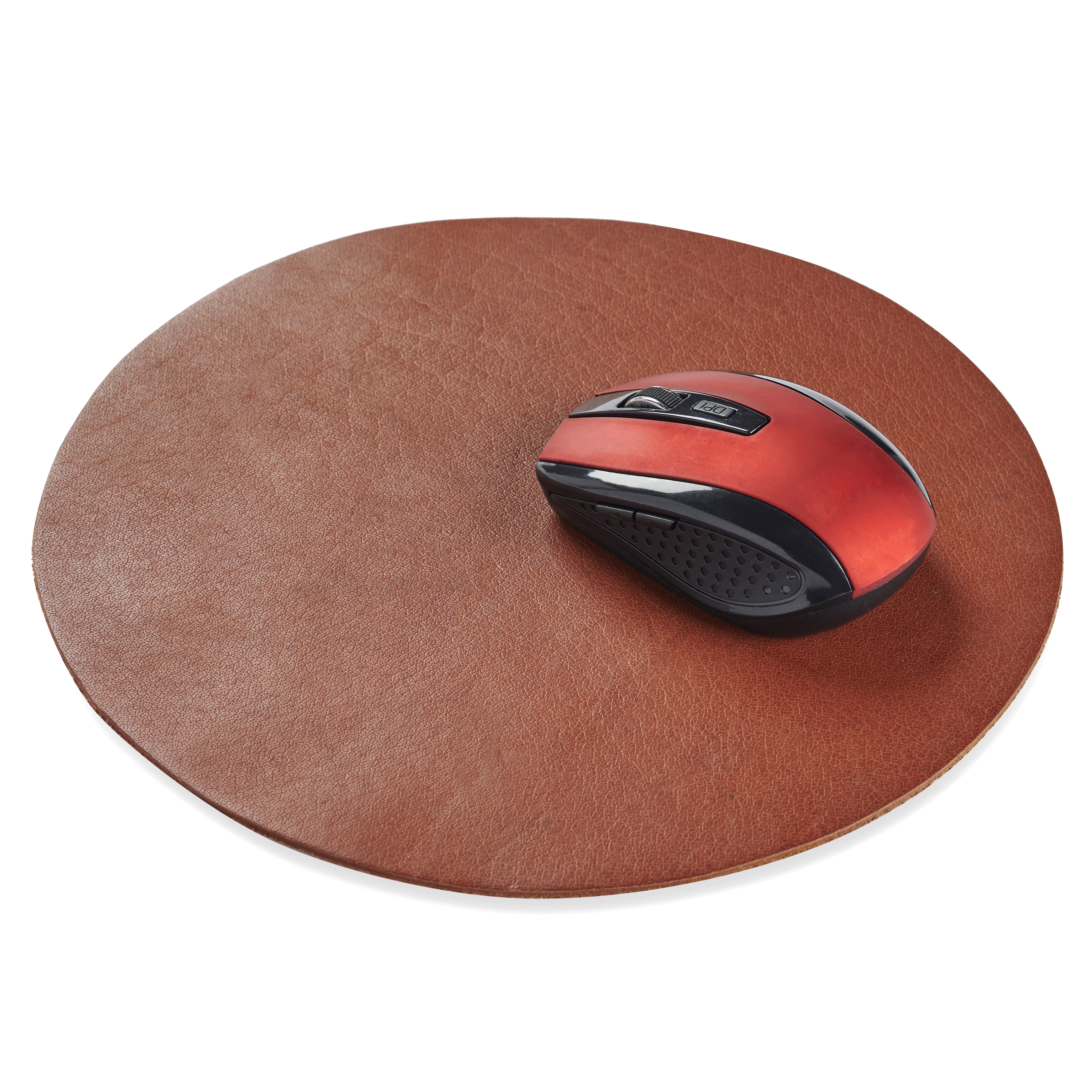 Podloga za miša od kože bivola boje mocca, okrugla - 2
