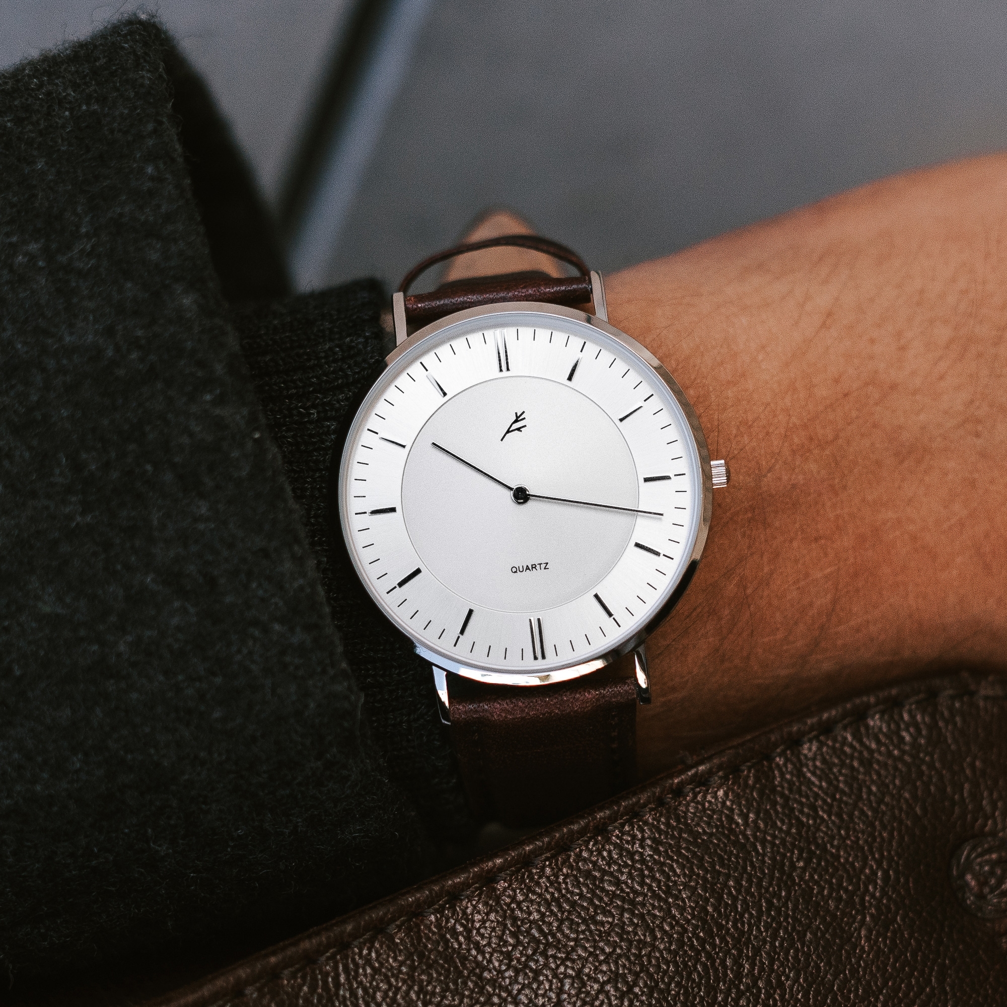 Silver & Brown Nivil Watch - 6