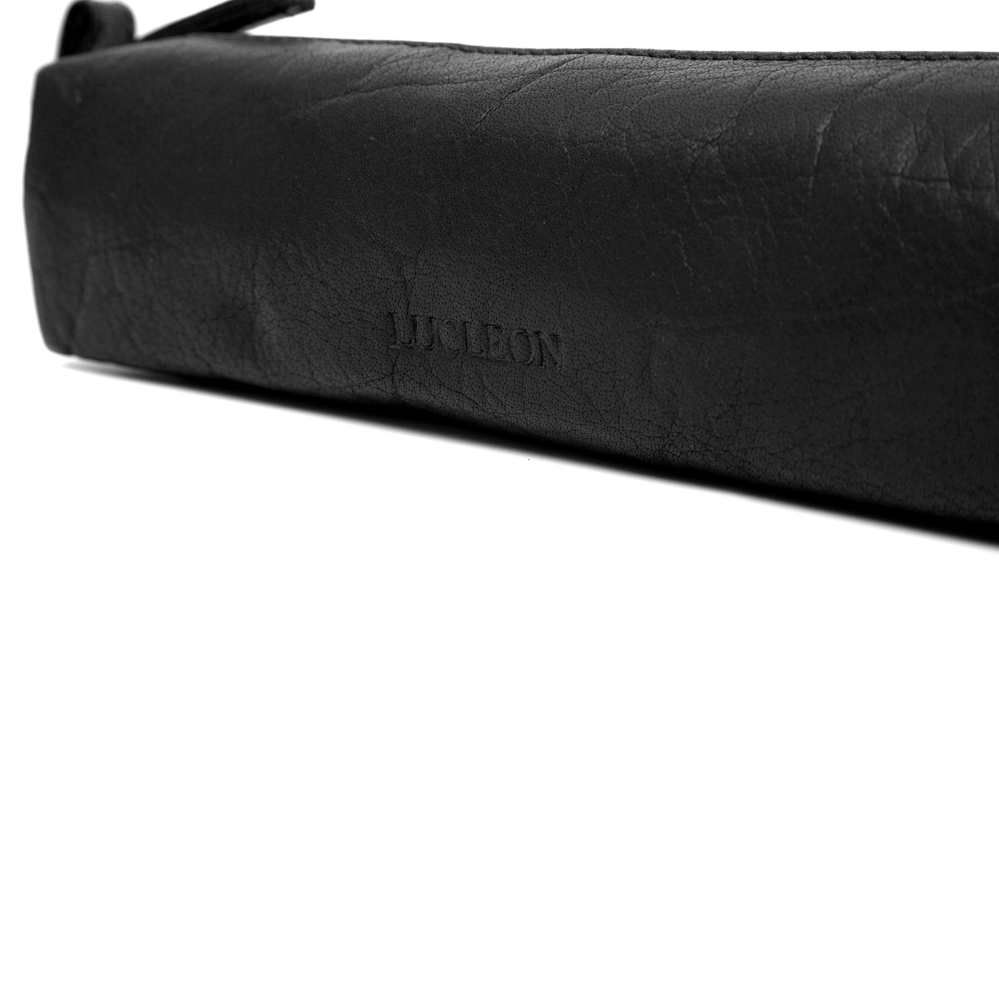 Montreal melna, kompakts ādas tualetes piederumu soma - 5