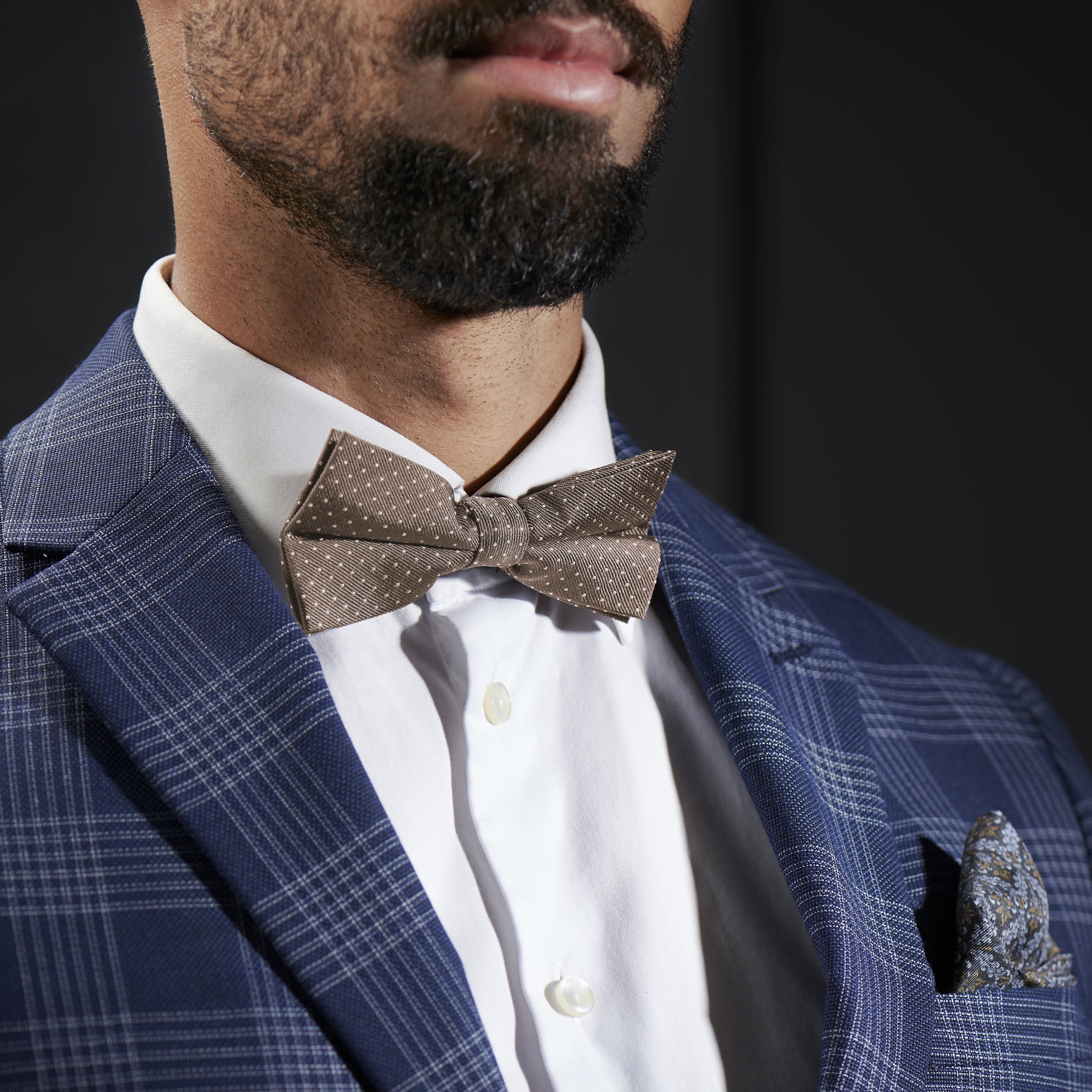 Sand Polka Dot Silk Pre-Tied Bow Tie - 3