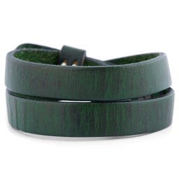 Green Buffalo Leather Wrap Bracelet