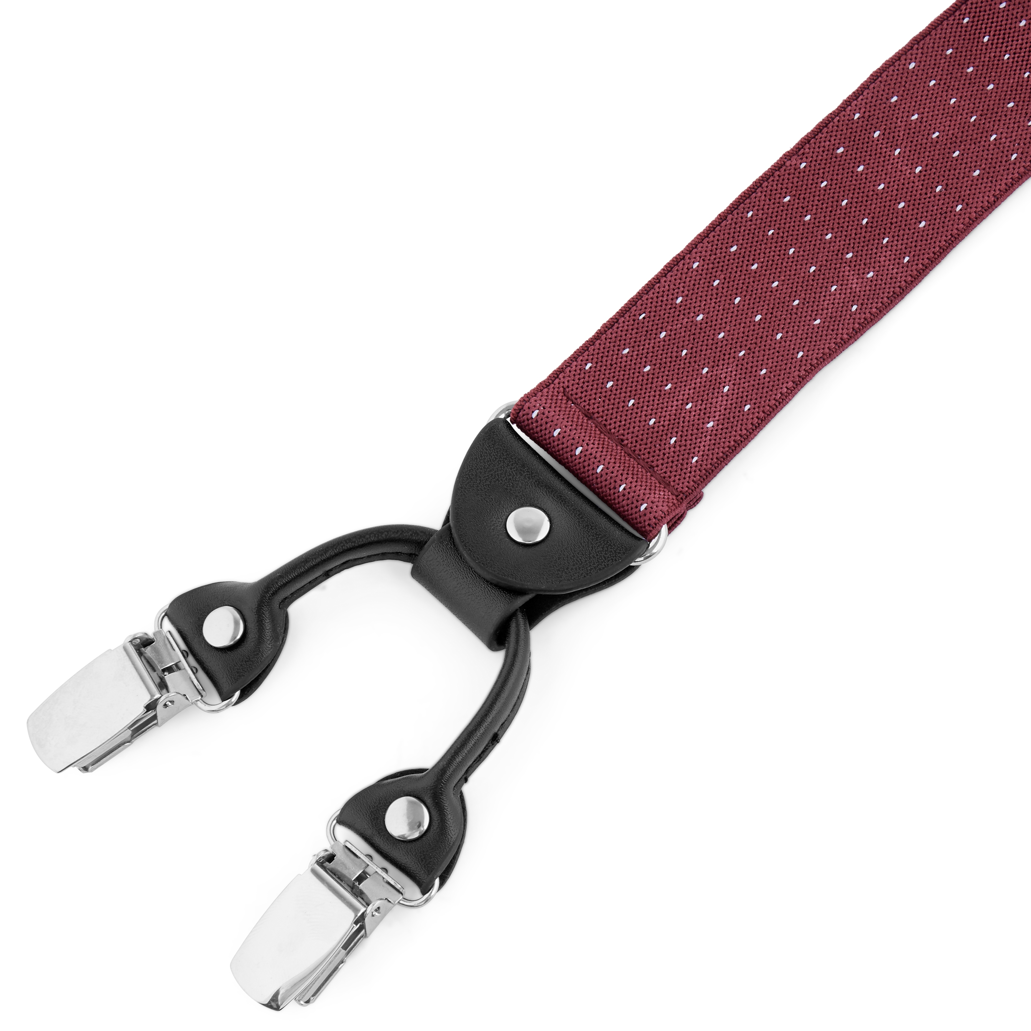 Bretelle larghe bordeaux a pois con clip - 2
