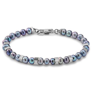 Ocata | Bracelet argenté avec perles noires