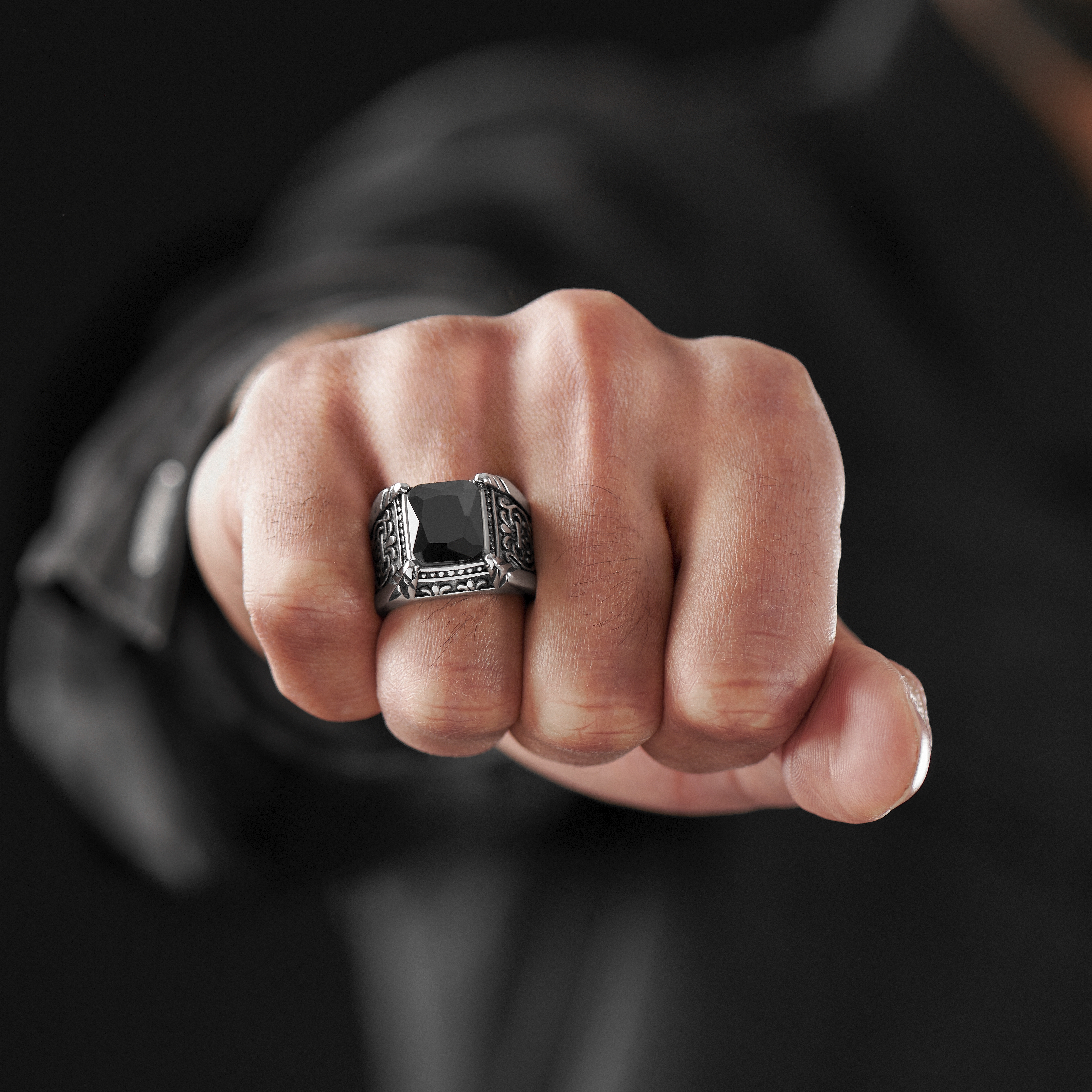 Maskulin Romersk Stålring - 4