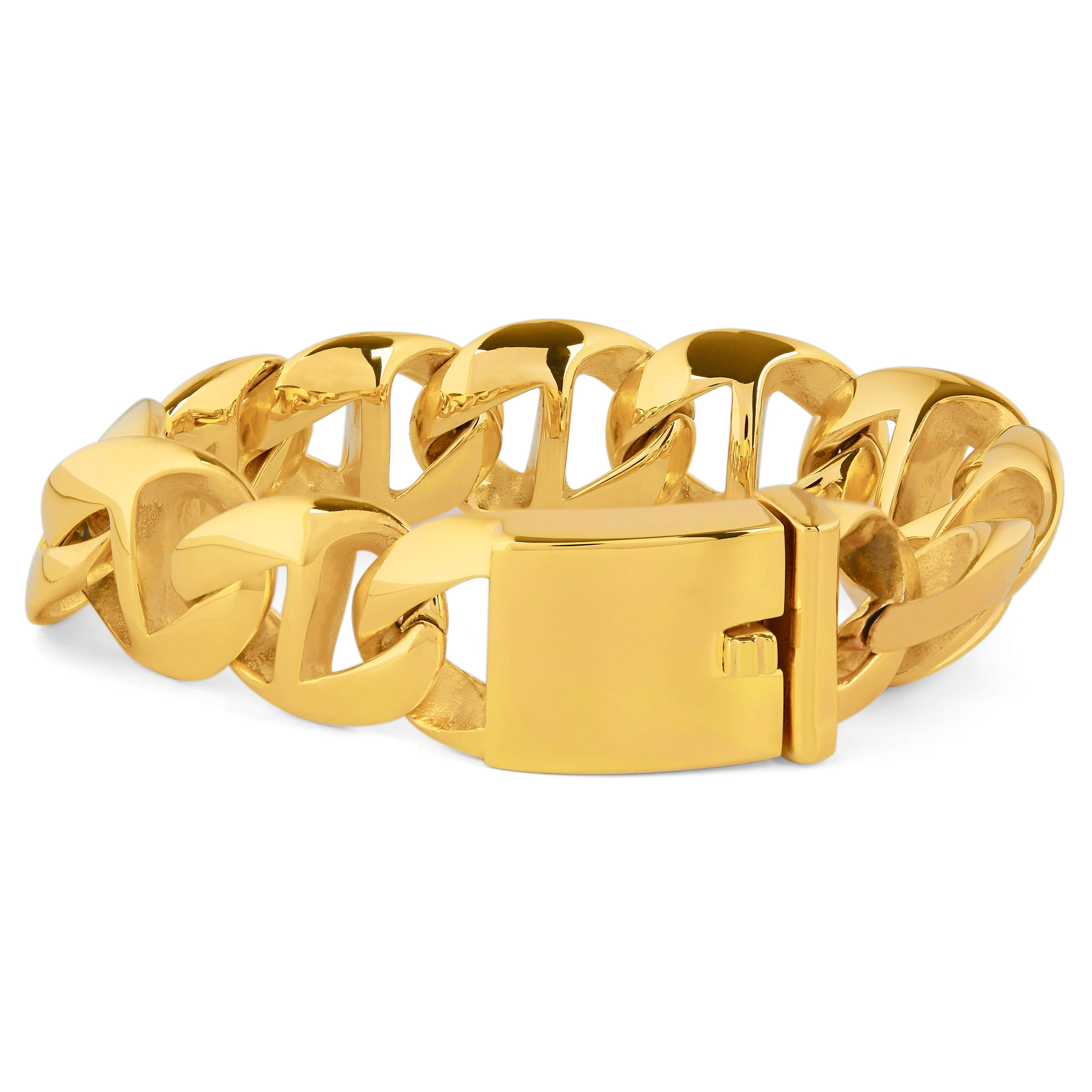 Extra Klobiges Goldfarbenes Ketten Armband - 2