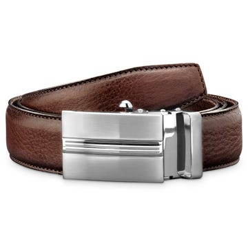 Vintage Brown Italian Leather Auto-lock Belt