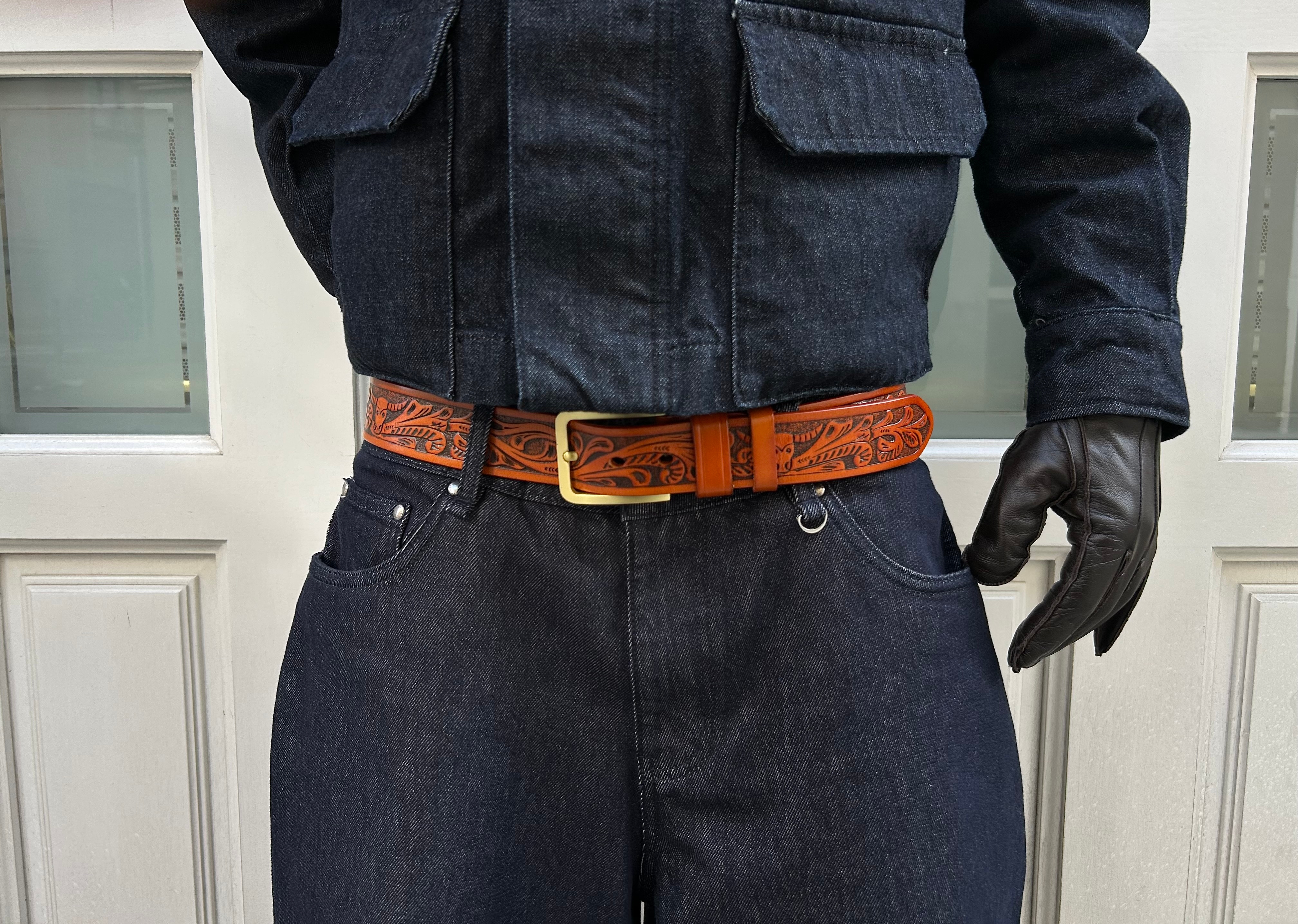 Kunstnerisk Rødbrunt Læderbælte  - 3