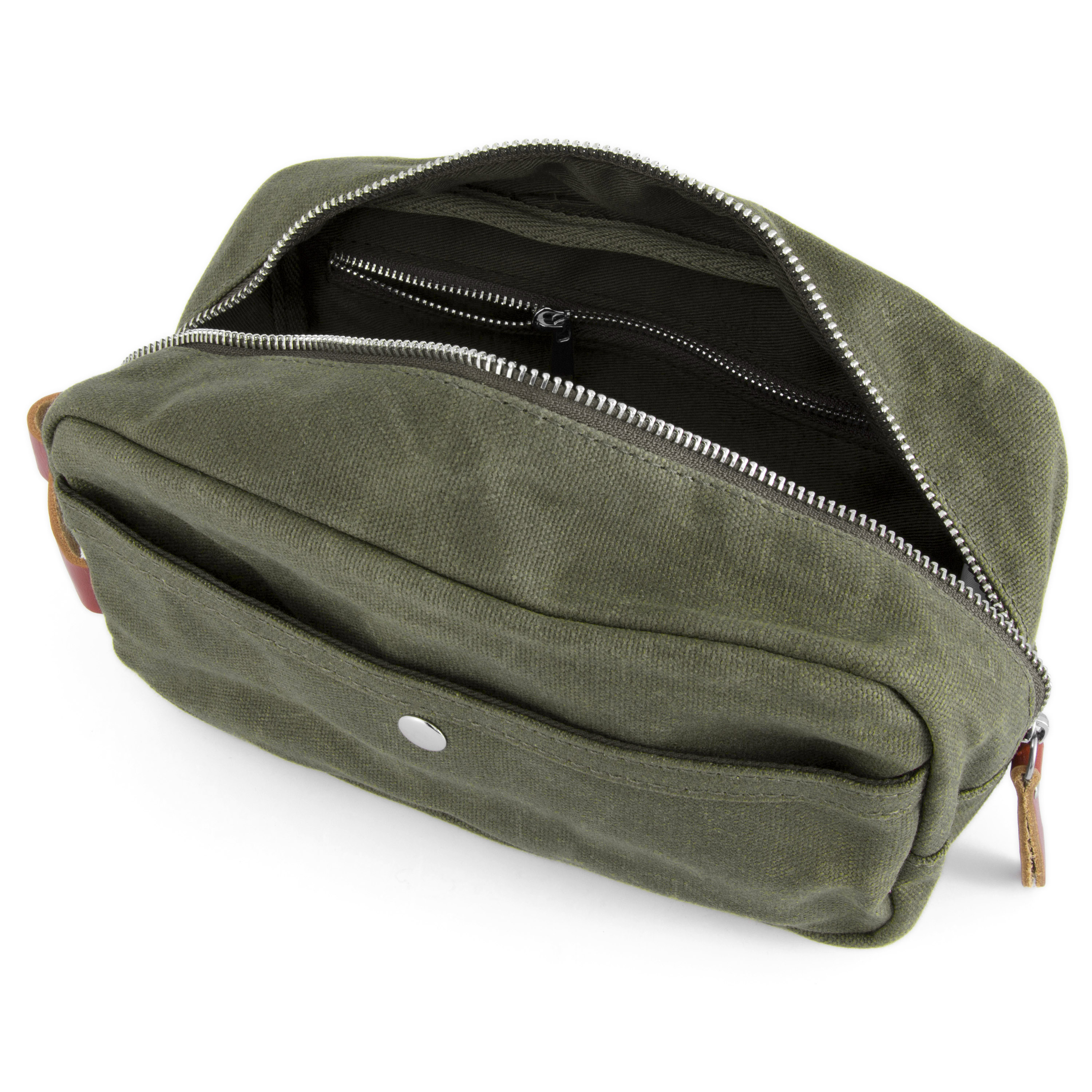 Trousse de toilette en toile cirée vert olive - 9