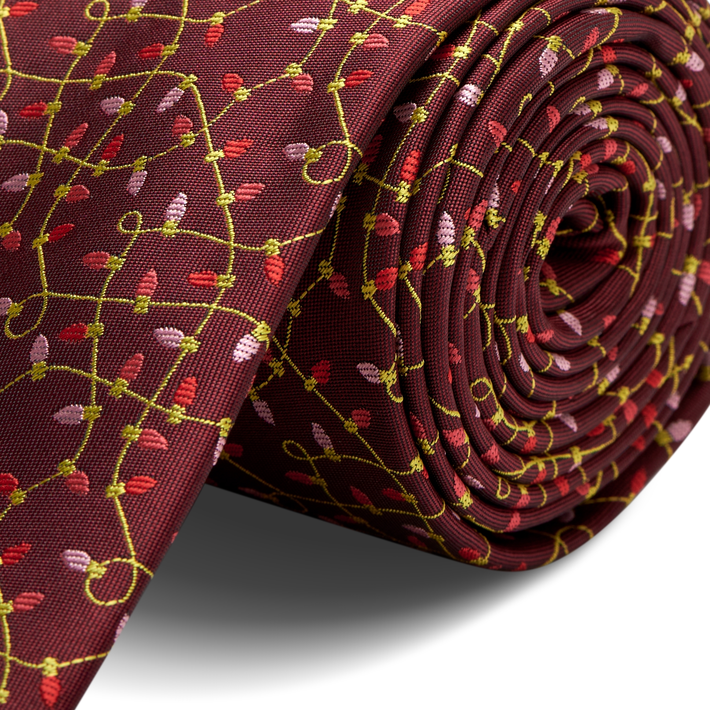 Burgundy Christmas Lights Tie - 2