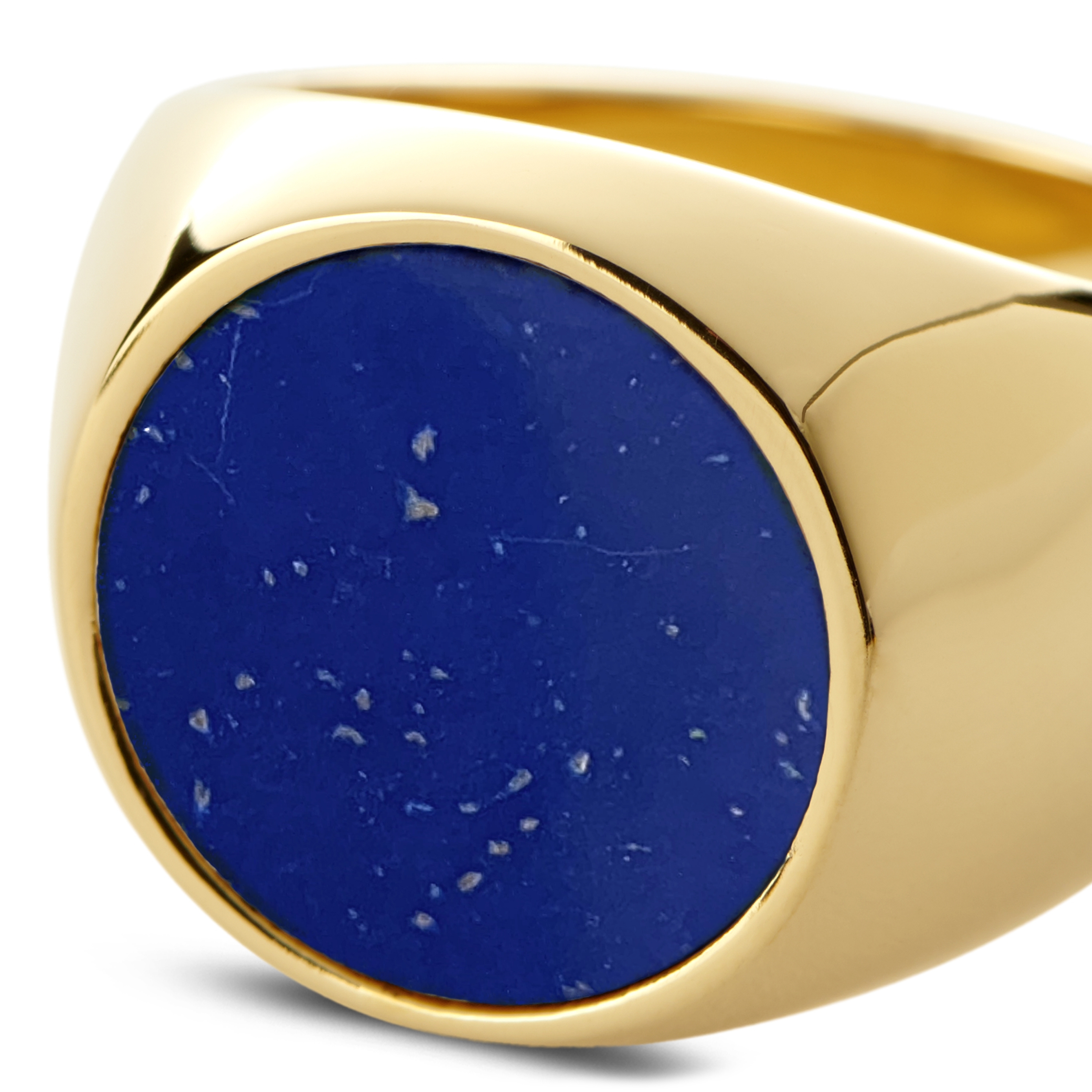 Makt | Gold-Tone With Blue Lapis Lazuli Signet Ring - 2