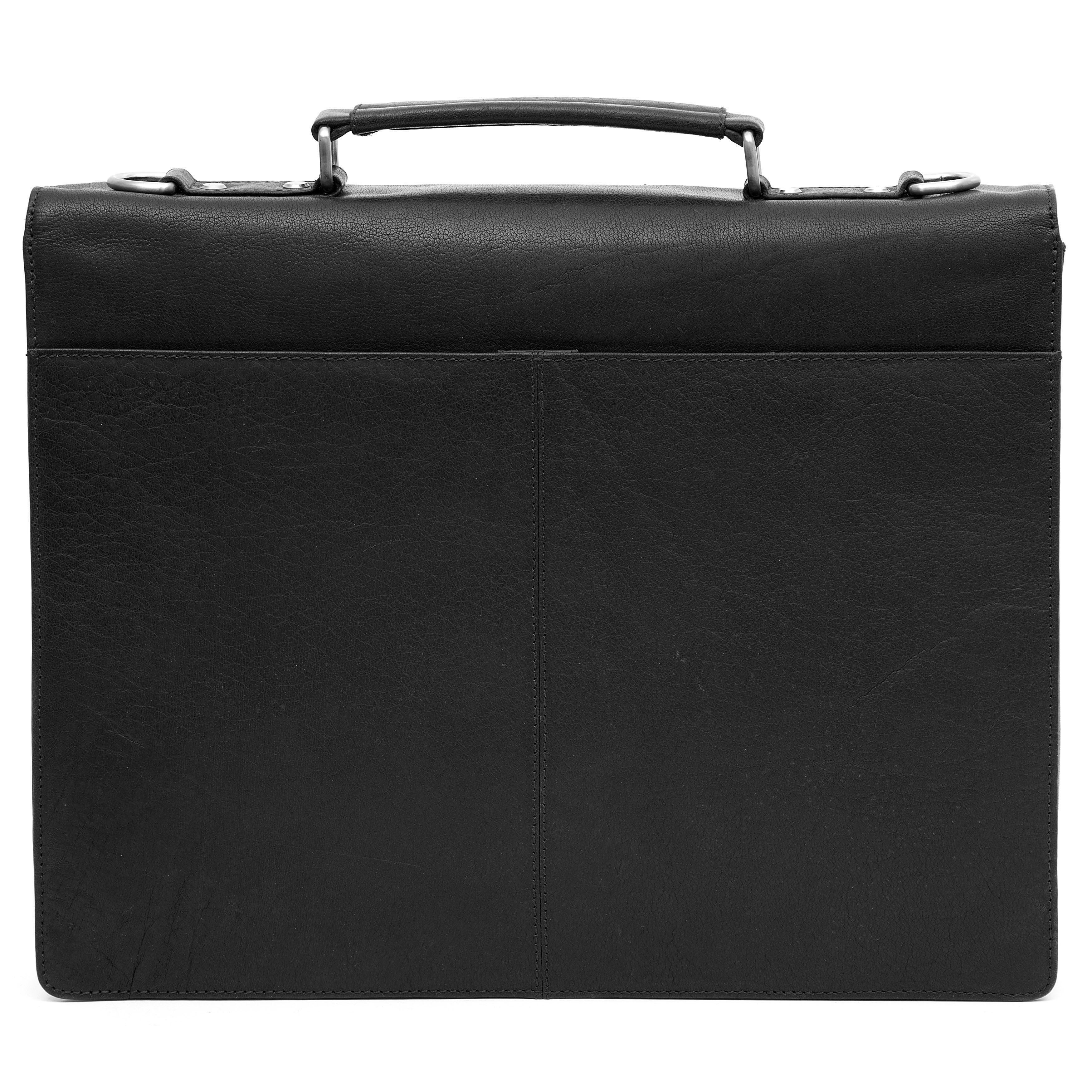 Montreal Black Leather Satchel - 4